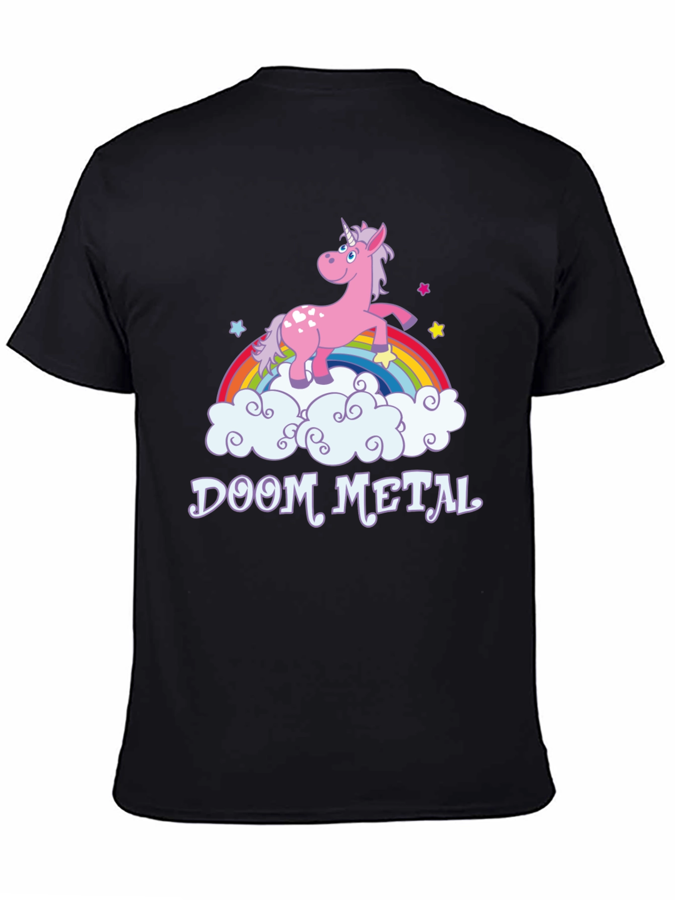 Doom Metal Unicorn Rainbow Graphic T-Shirt