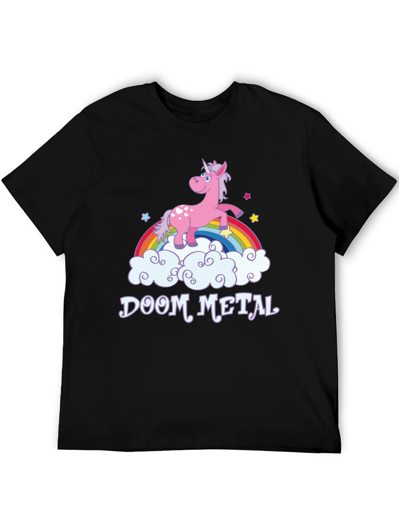 Doom Metal Unicorn Rainbow Graphic T-Shirt