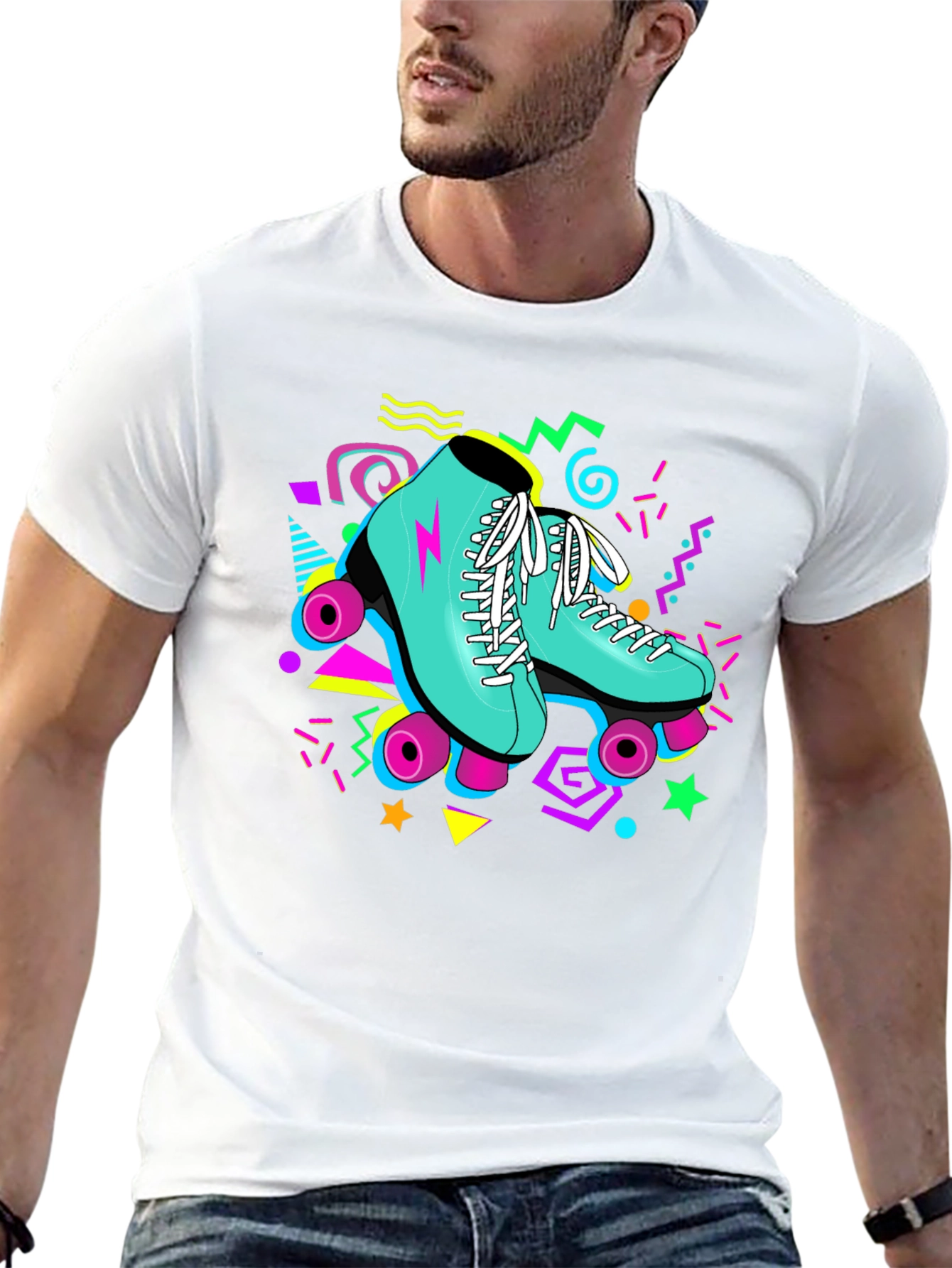 Retro Roller Skate T-Shirt - 80s Style Graphic Tee
