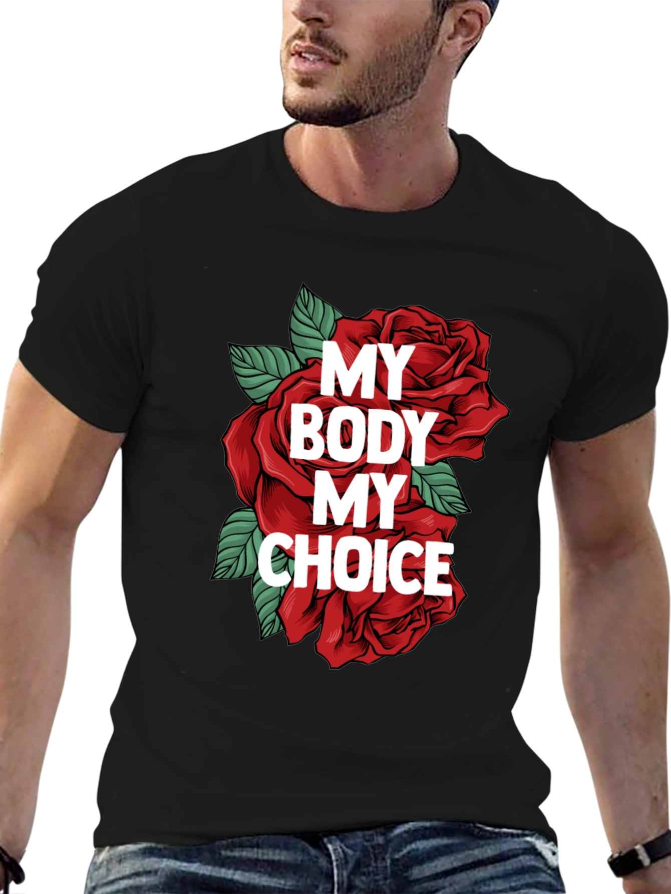 My Body My Choice Rose Graphic Tee - Black