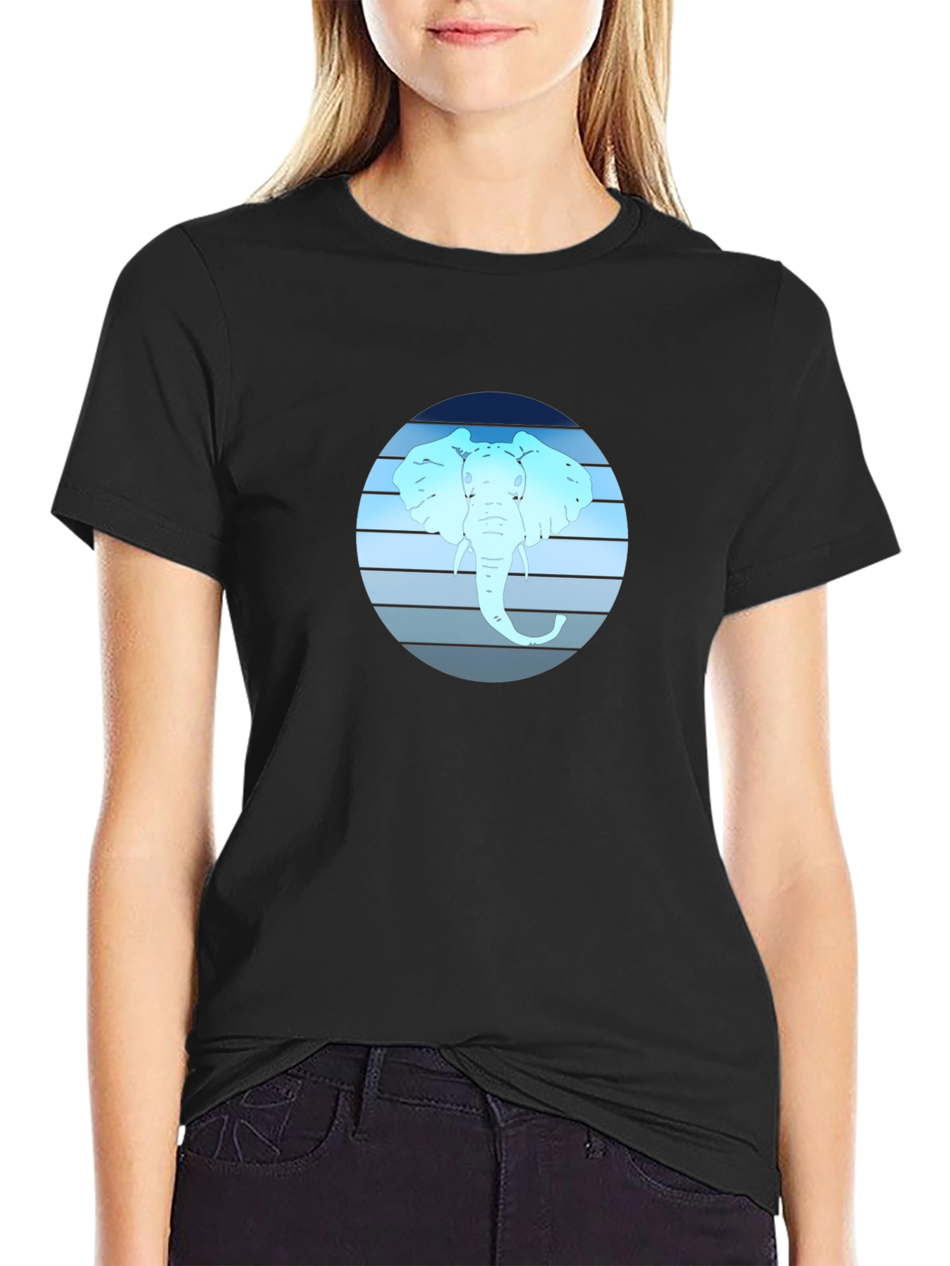 Elephant Graphic Tee - Black Cotton Blend