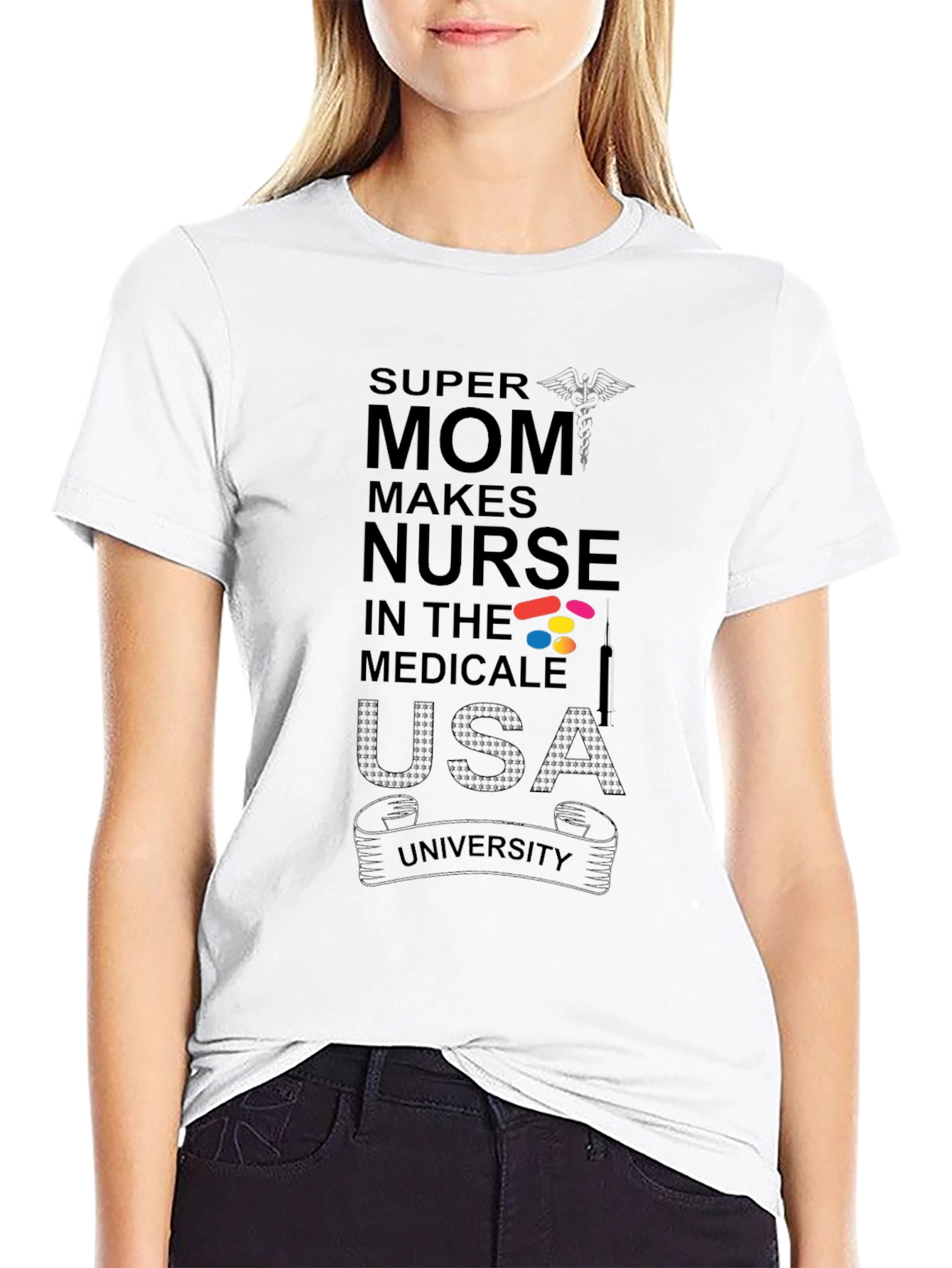 Super Mom Nurse Graphic T-Shirt