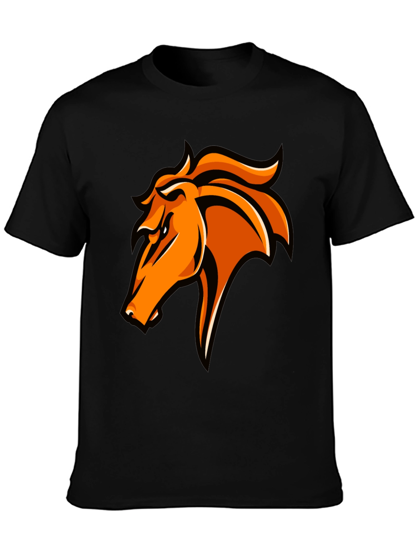 Bold Orange Horse Graphic T-Shirt