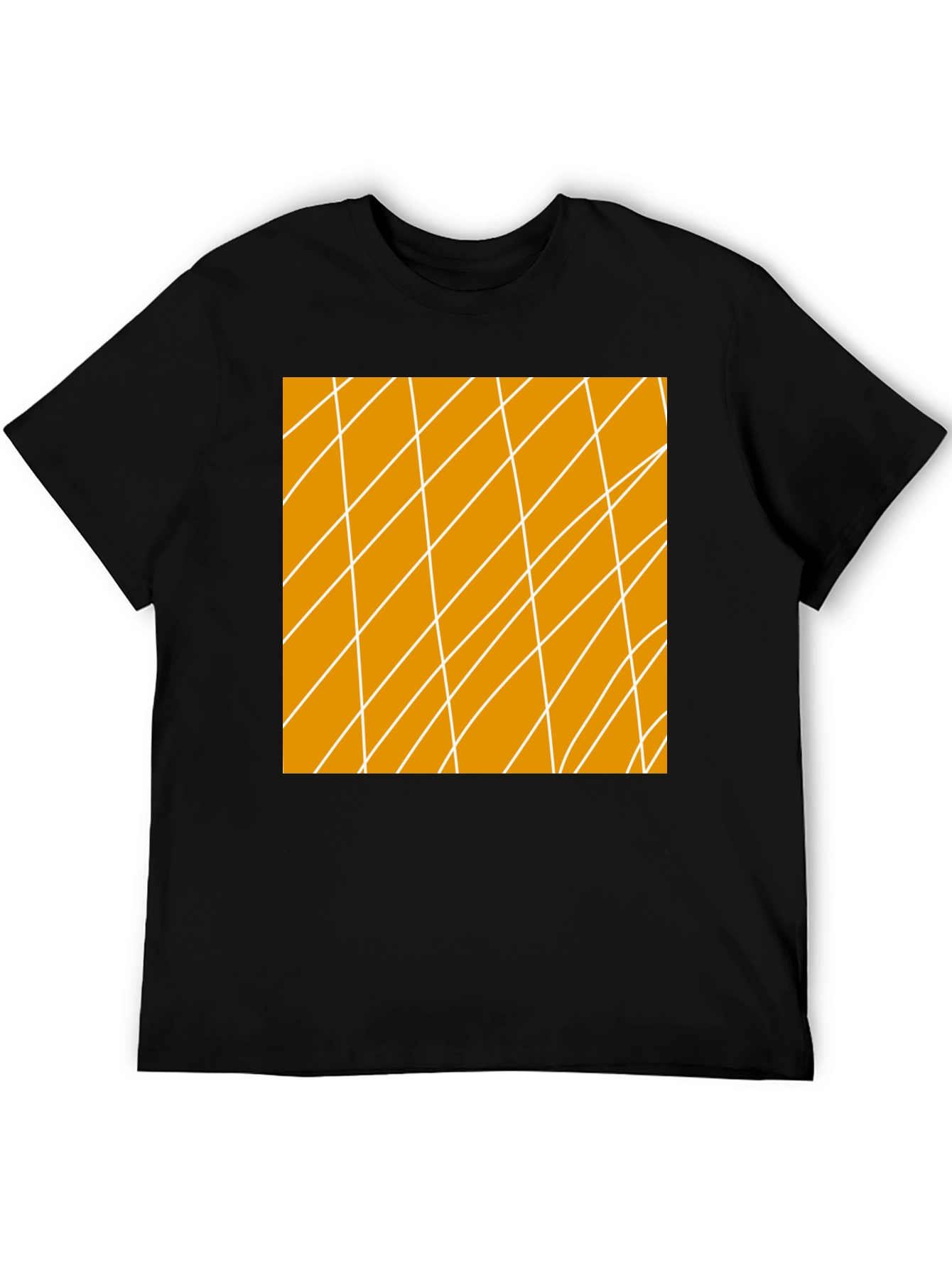 Geometric Lines Graphic Black T-Shirt