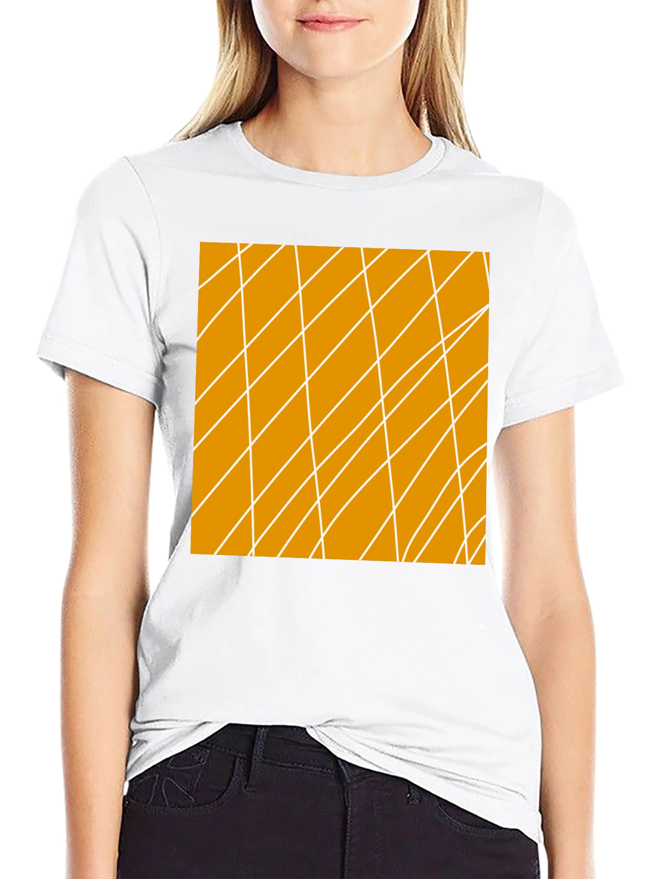 Geometric Lines Graphic Black T-Shirt
