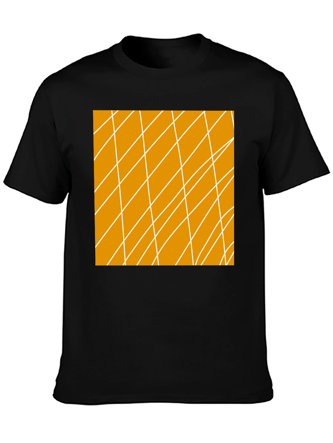 Geometric Lines Graphic Black T-Shirt