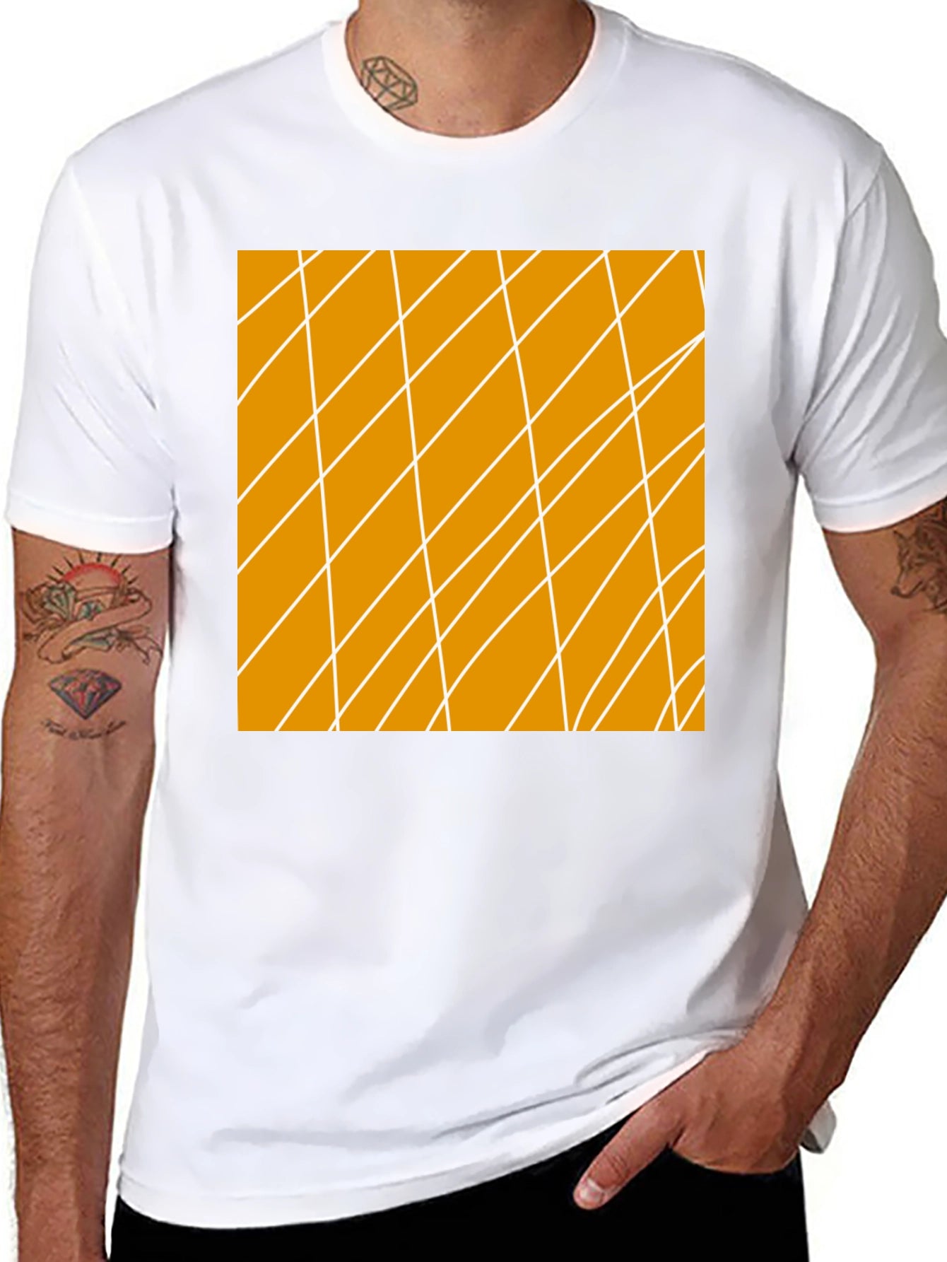 Geometric Lines Graphic Black T-Shirt