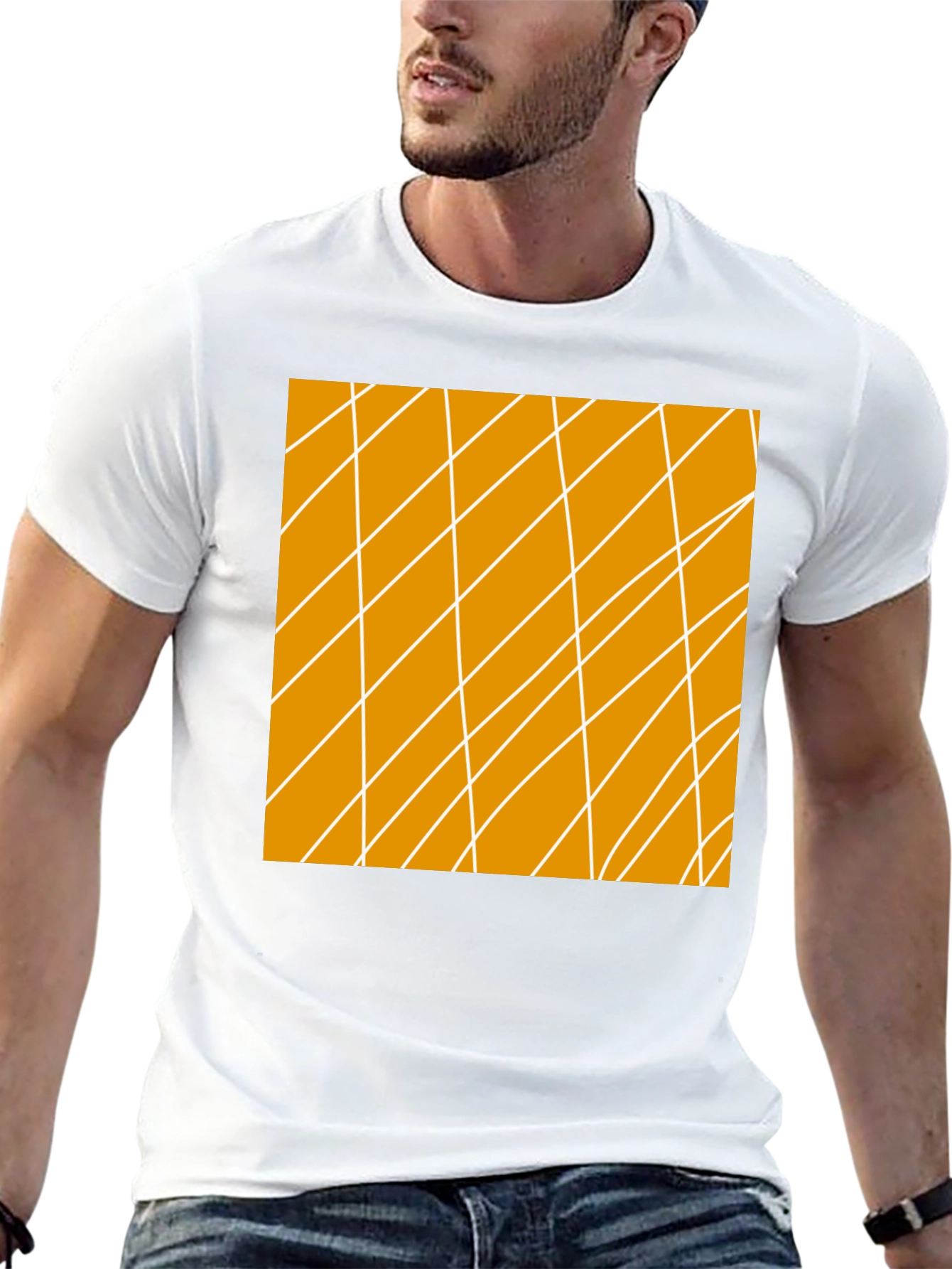Geometric Lines Graphic Black T-Shirt