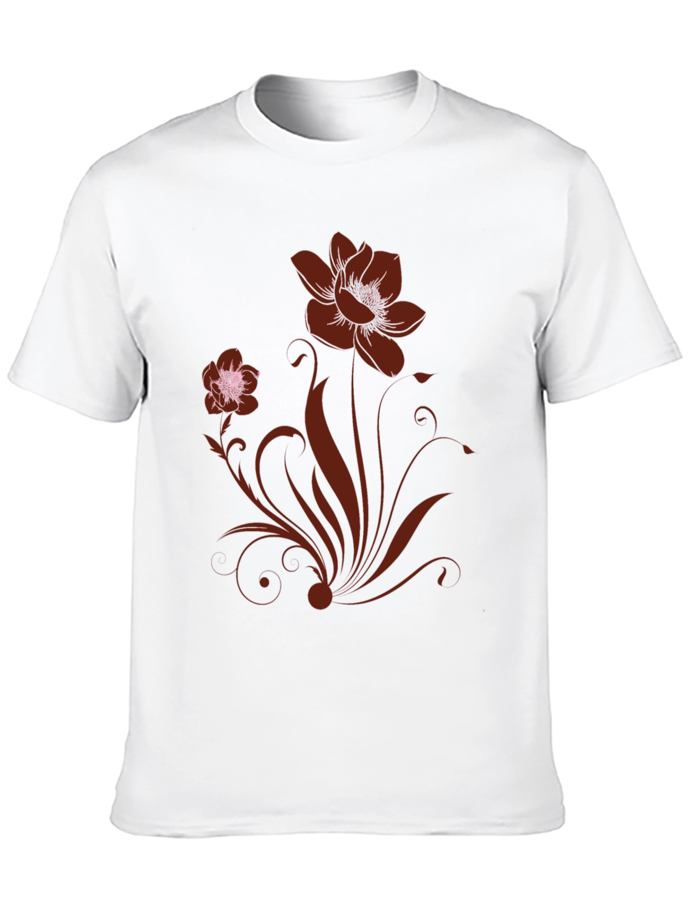 Floral Design Black T-Shirt