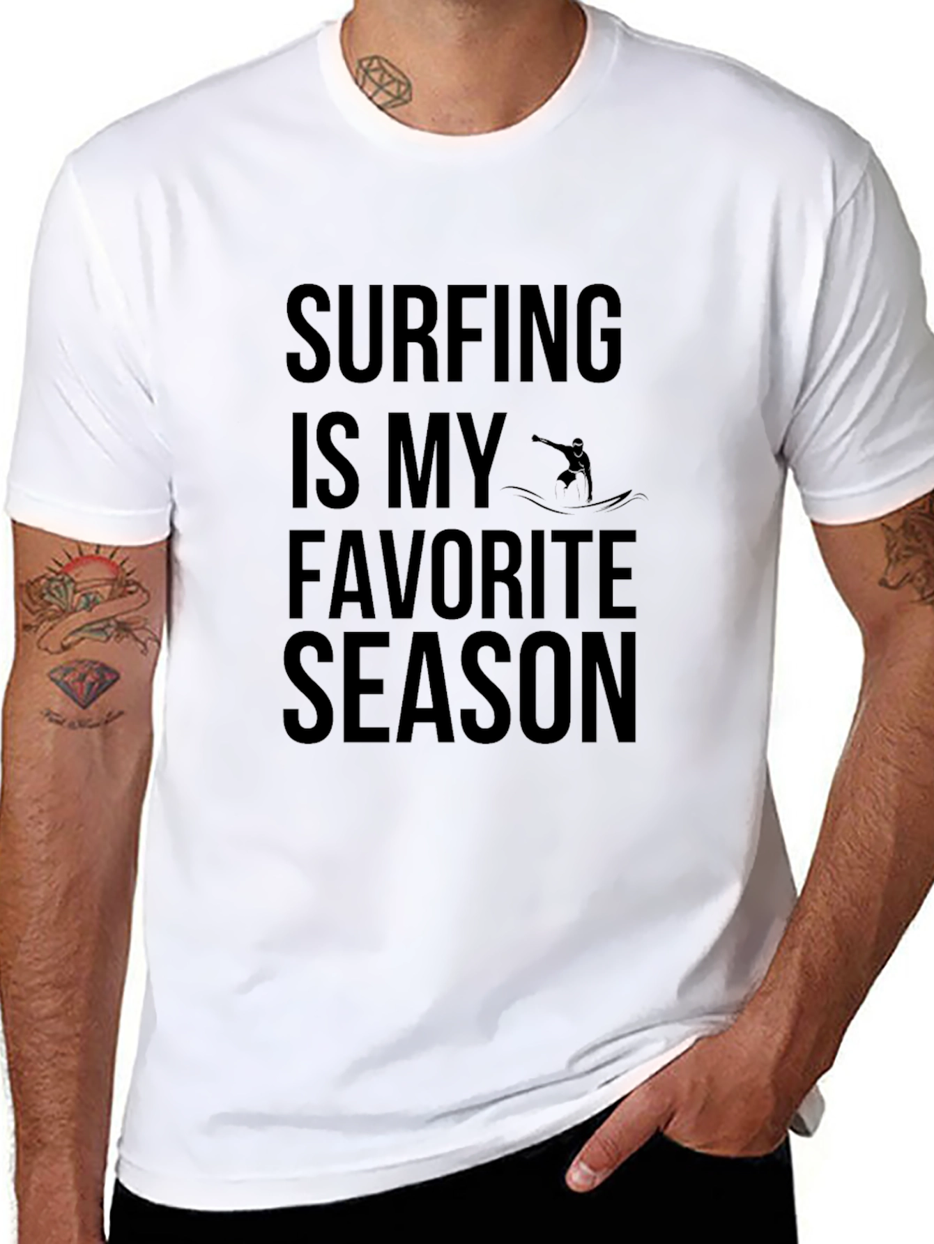 Surfing is My Favorite Season Black T-Shirt