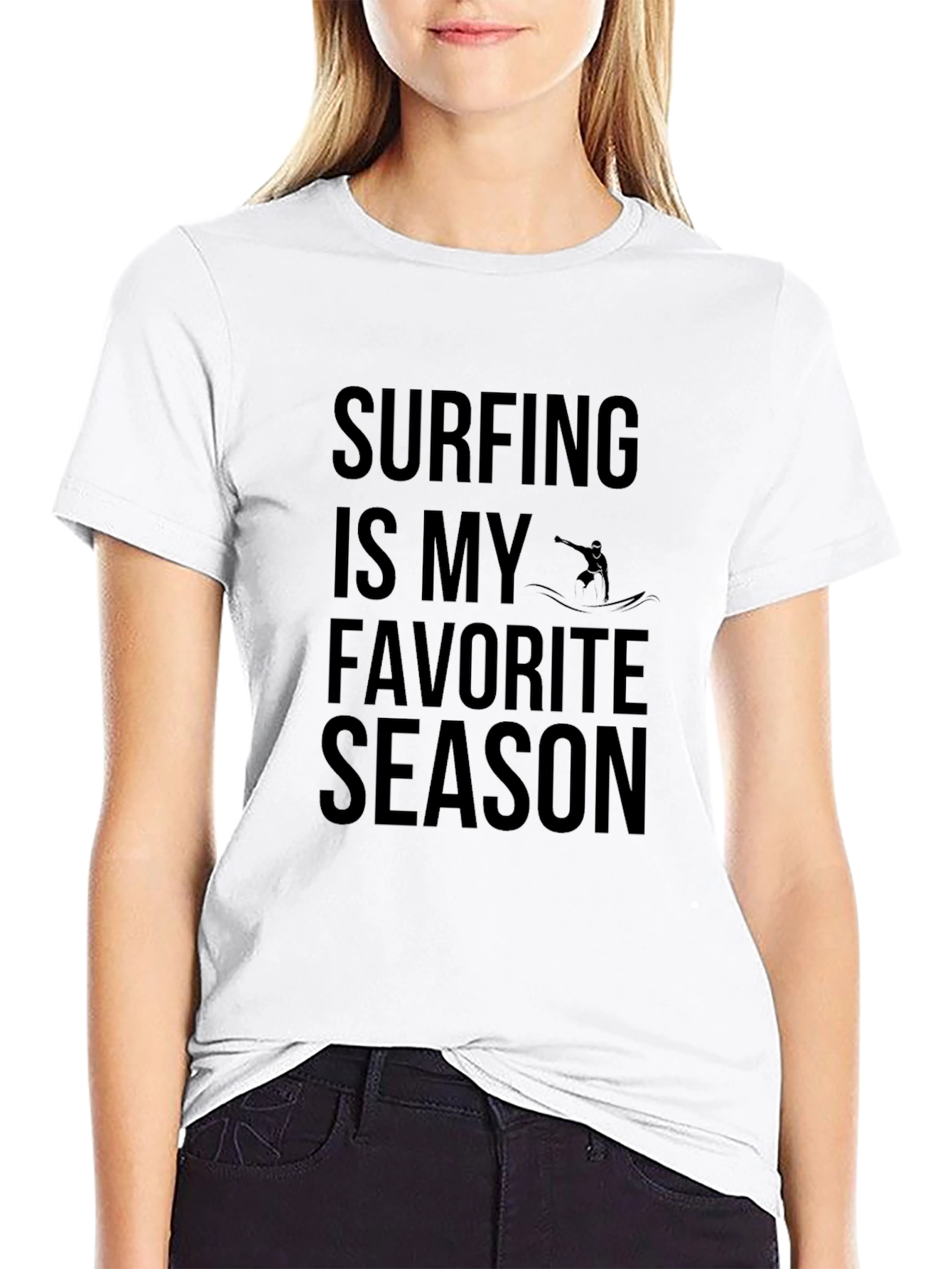 Surfing is My Favorite Season Black T-Shirt