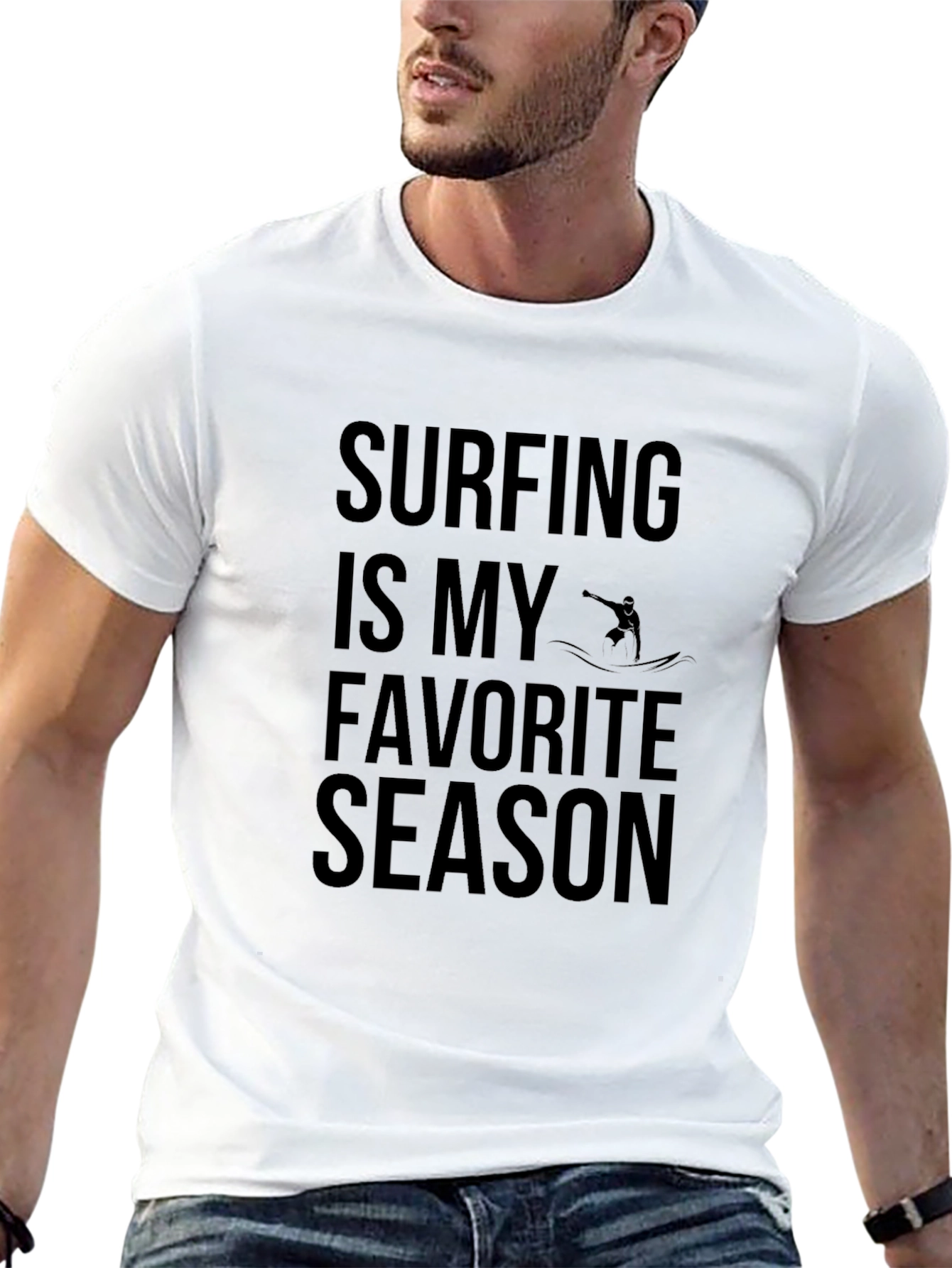 Surfing is My Favorite Season Black T-Shirt