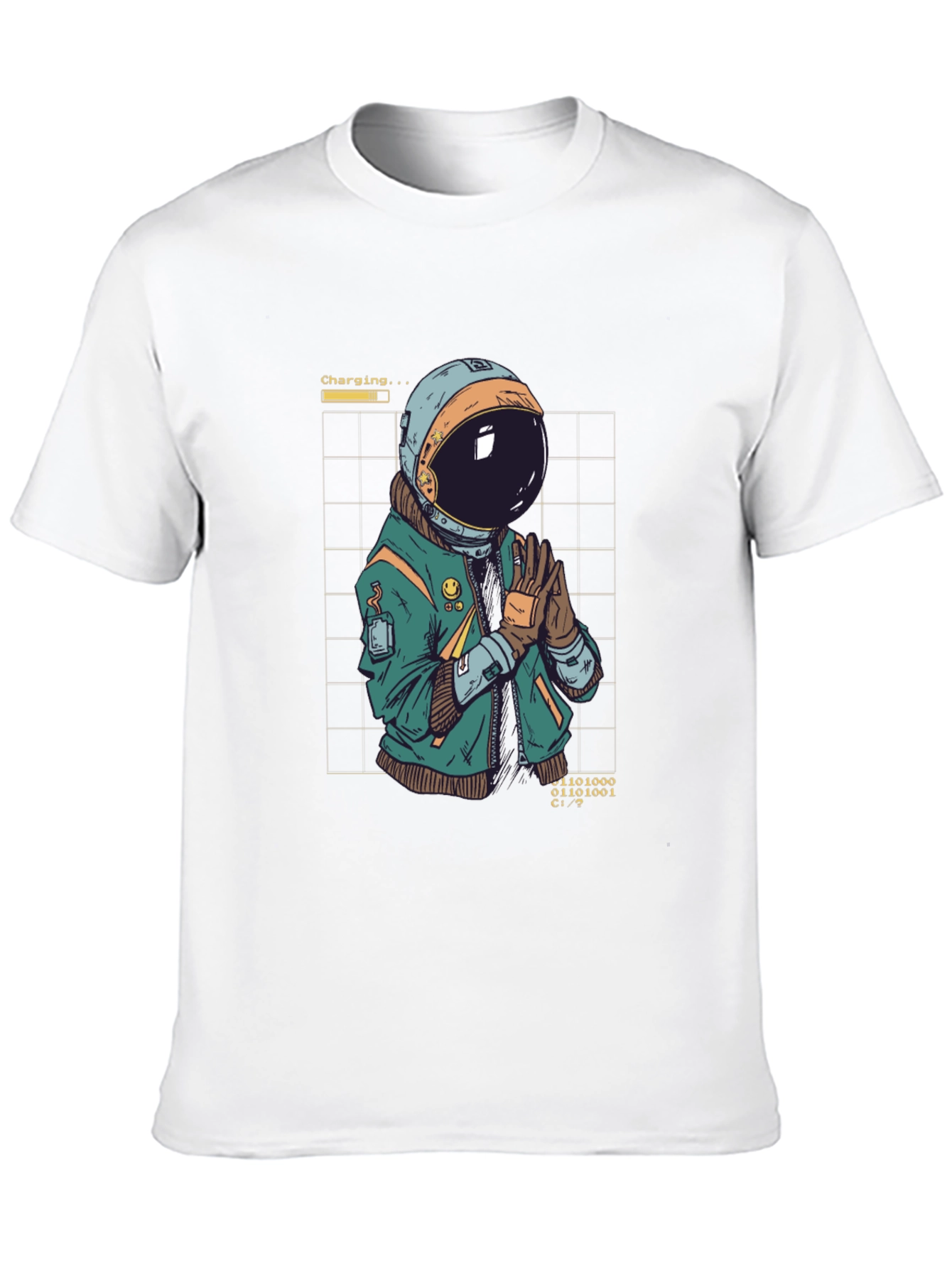 Astronaut Charging Graphic T-Shirt - Cool Space Design
