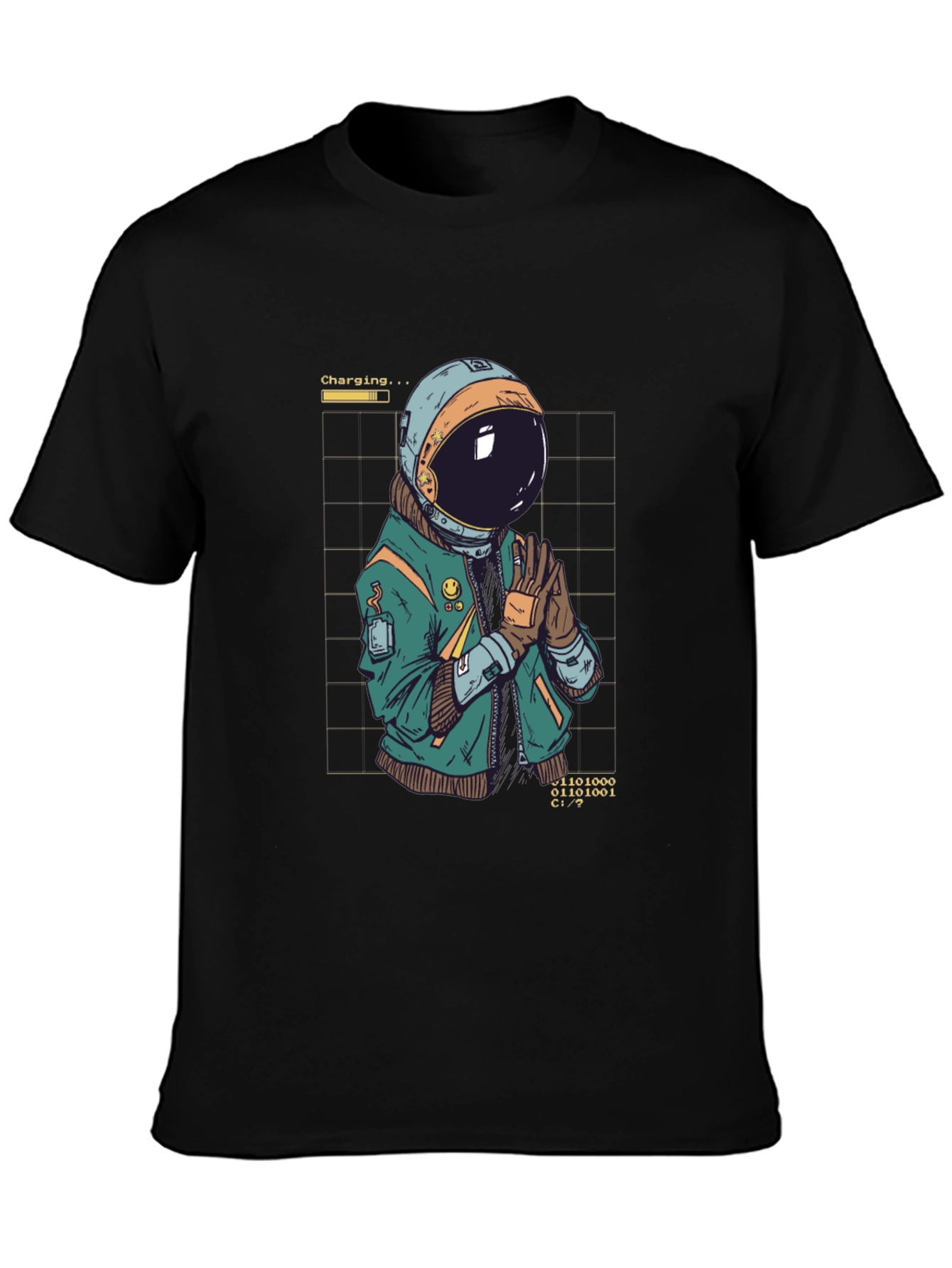 Astronaut Charging Graphic T-Shirt - Cool Space Design