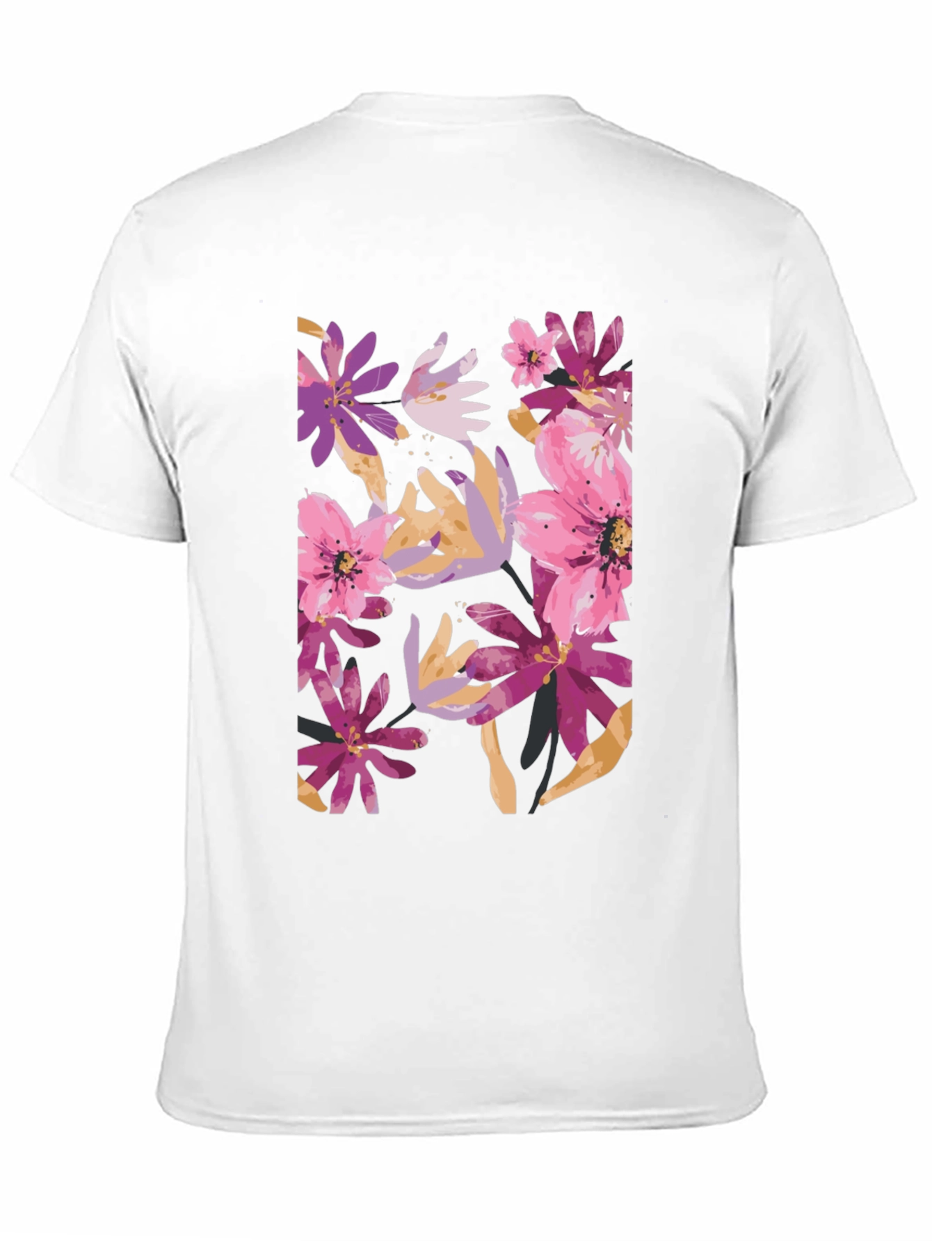 Floral Print Black Tee - Vibrant and Stylish