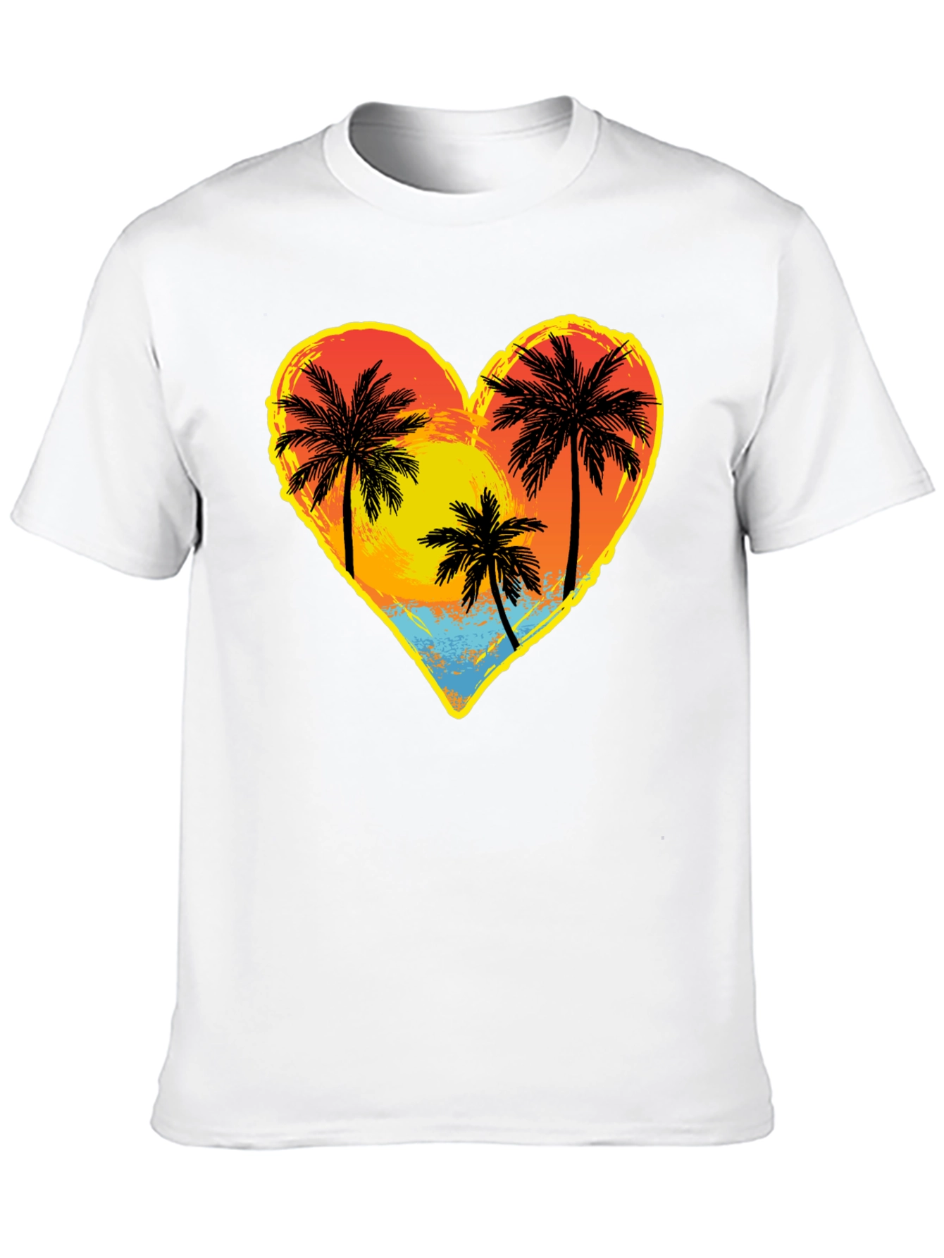 Palm Tree Heart Graphic Tee - Island Sunset Vibes