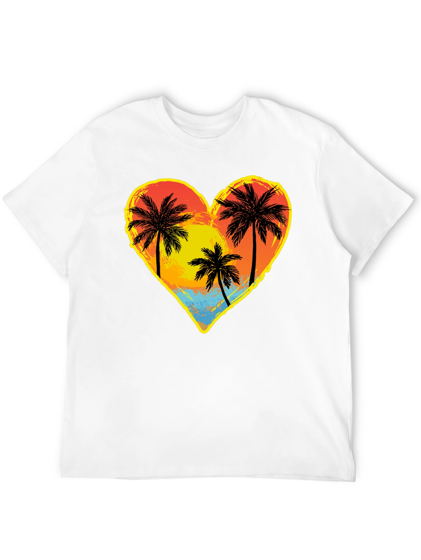 Palm Tree Heart Graphic Tee - Island Sunset Vibes