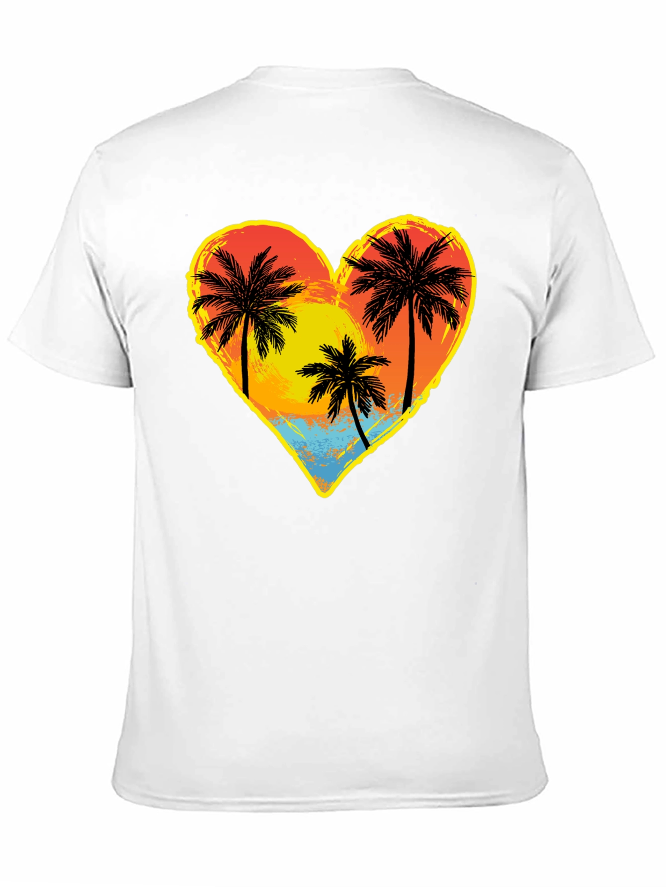 Palm Tree Heart Graphic Tee - Island Sunset Vibes