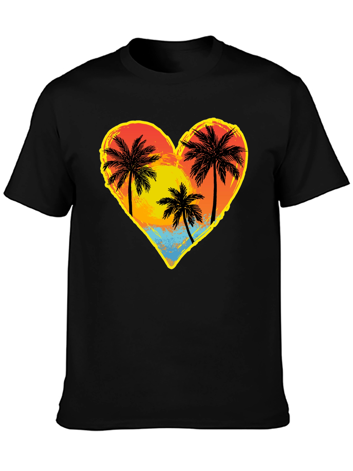 Palm Tree Heart Graphic Tee - Island Sunset Vibes