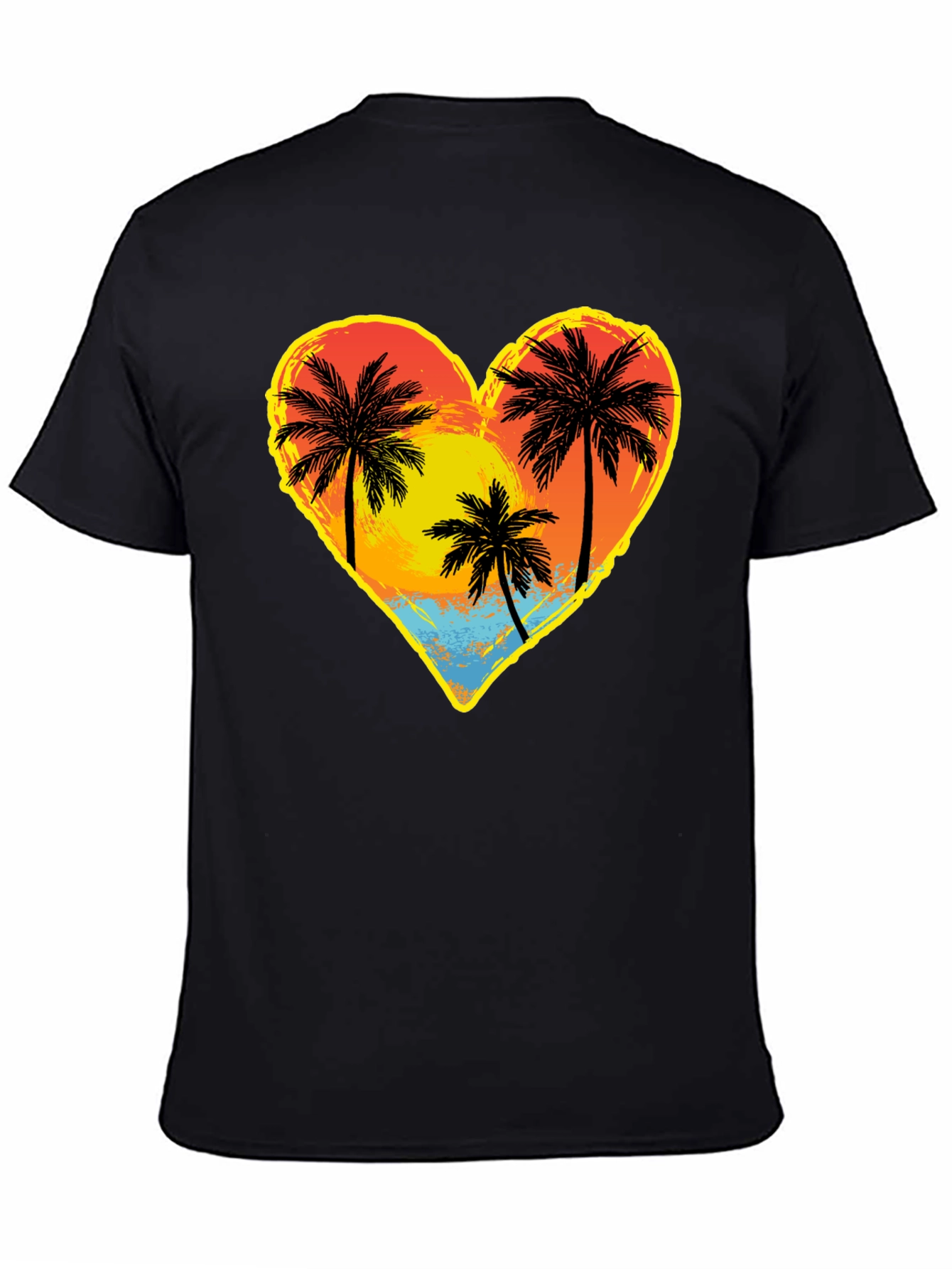 Palm Tree Heart Graphic Tee - Island Sunset Vibes