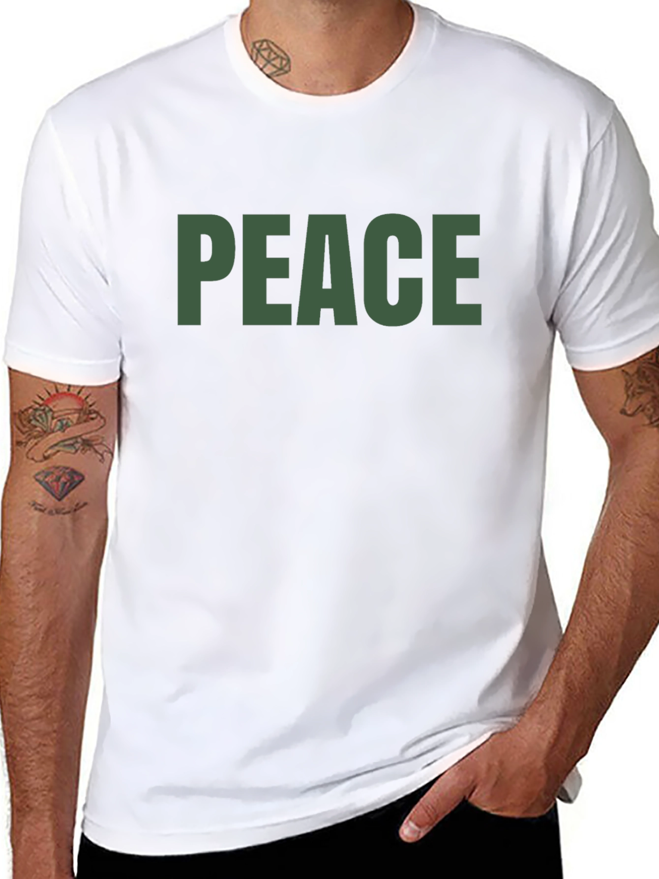 Peace T-Shirt - Olive Green Text