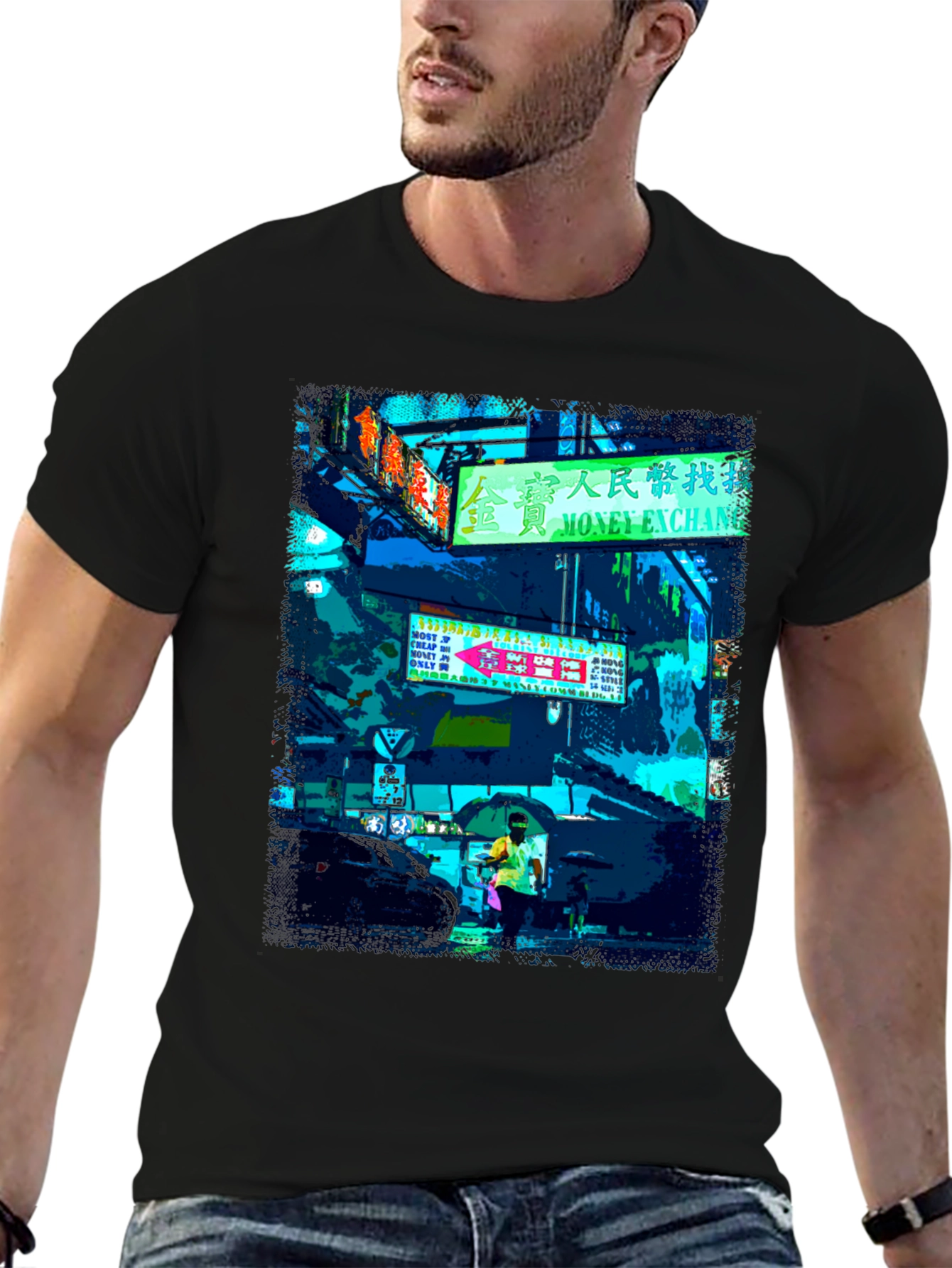 Urban Neon Graphic Tee - Black T-Shirt