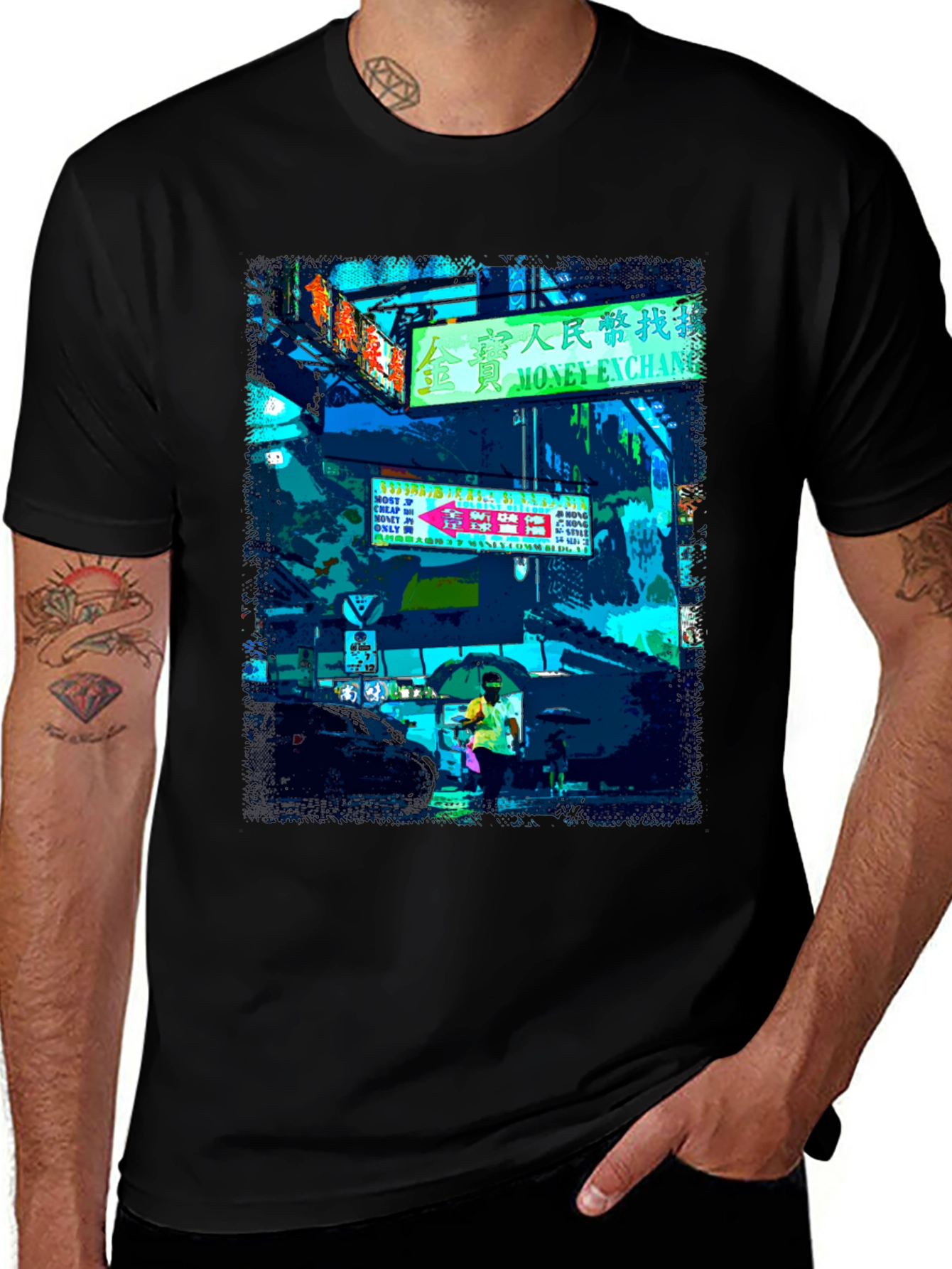Urban Neon Graphic Tee - Black T-Shirt
