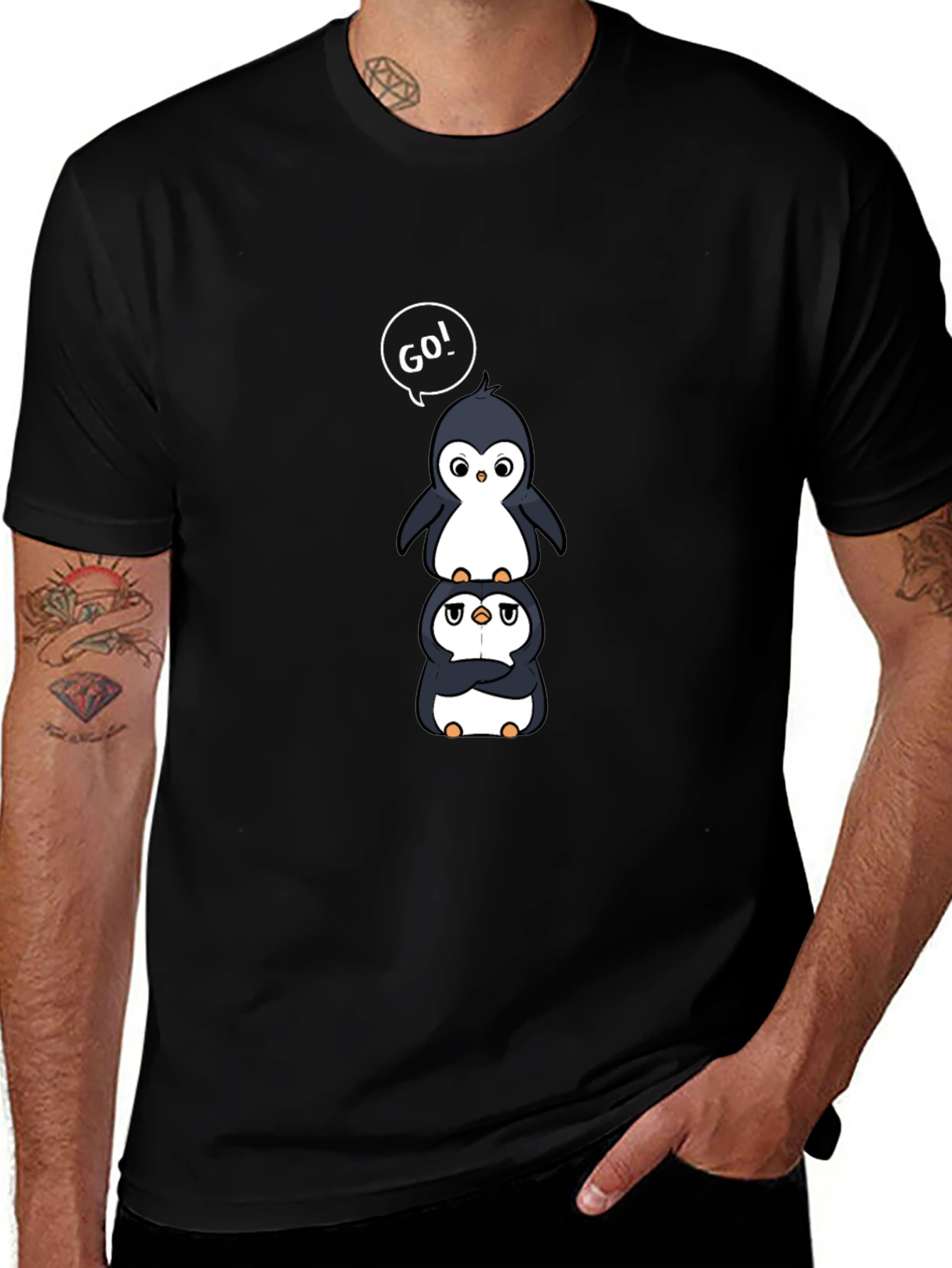 Stacked Penguin Go! Graphic T-Shirt