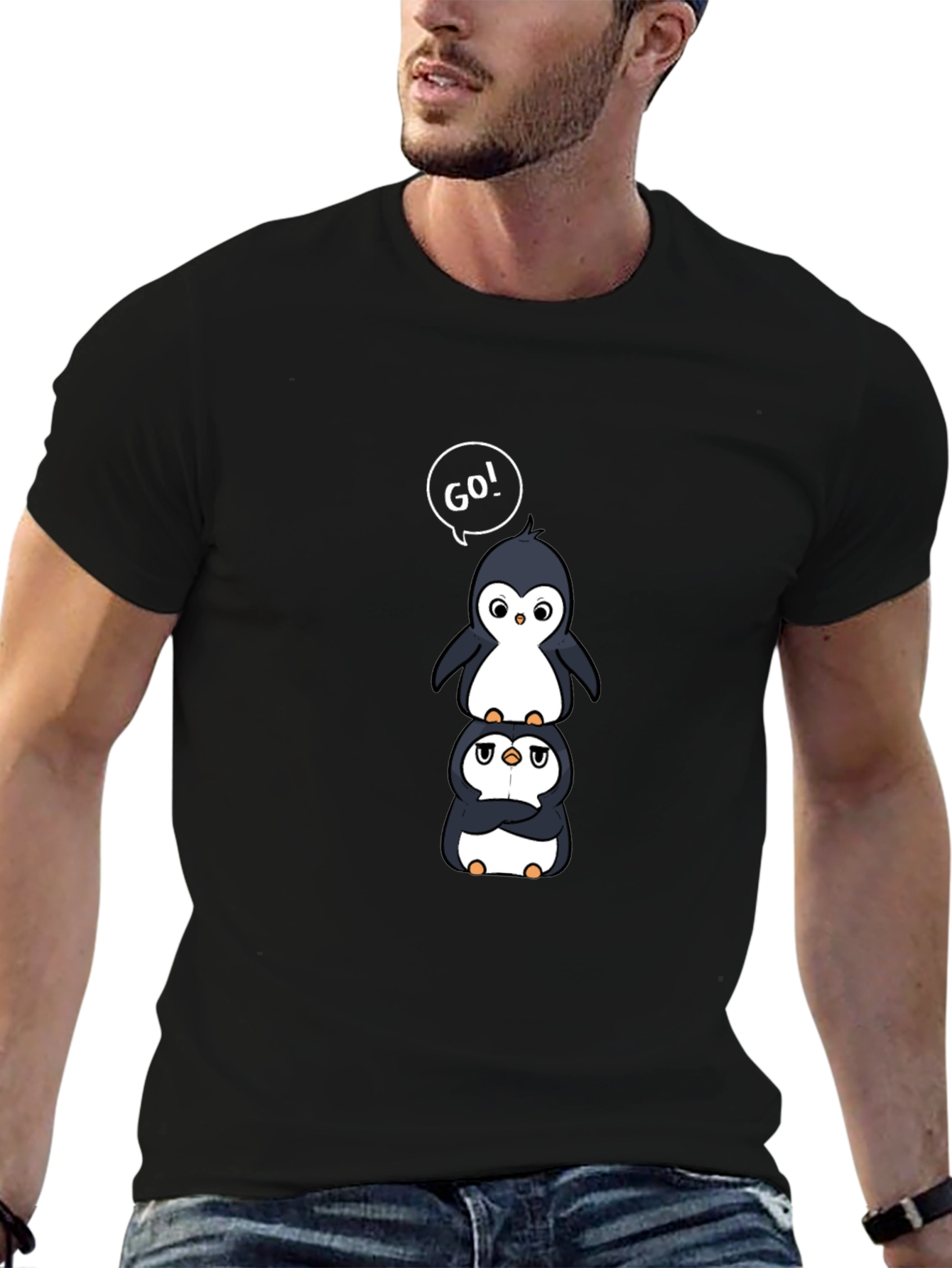 Stacked Penguin Go! Graphic T-Shirt
