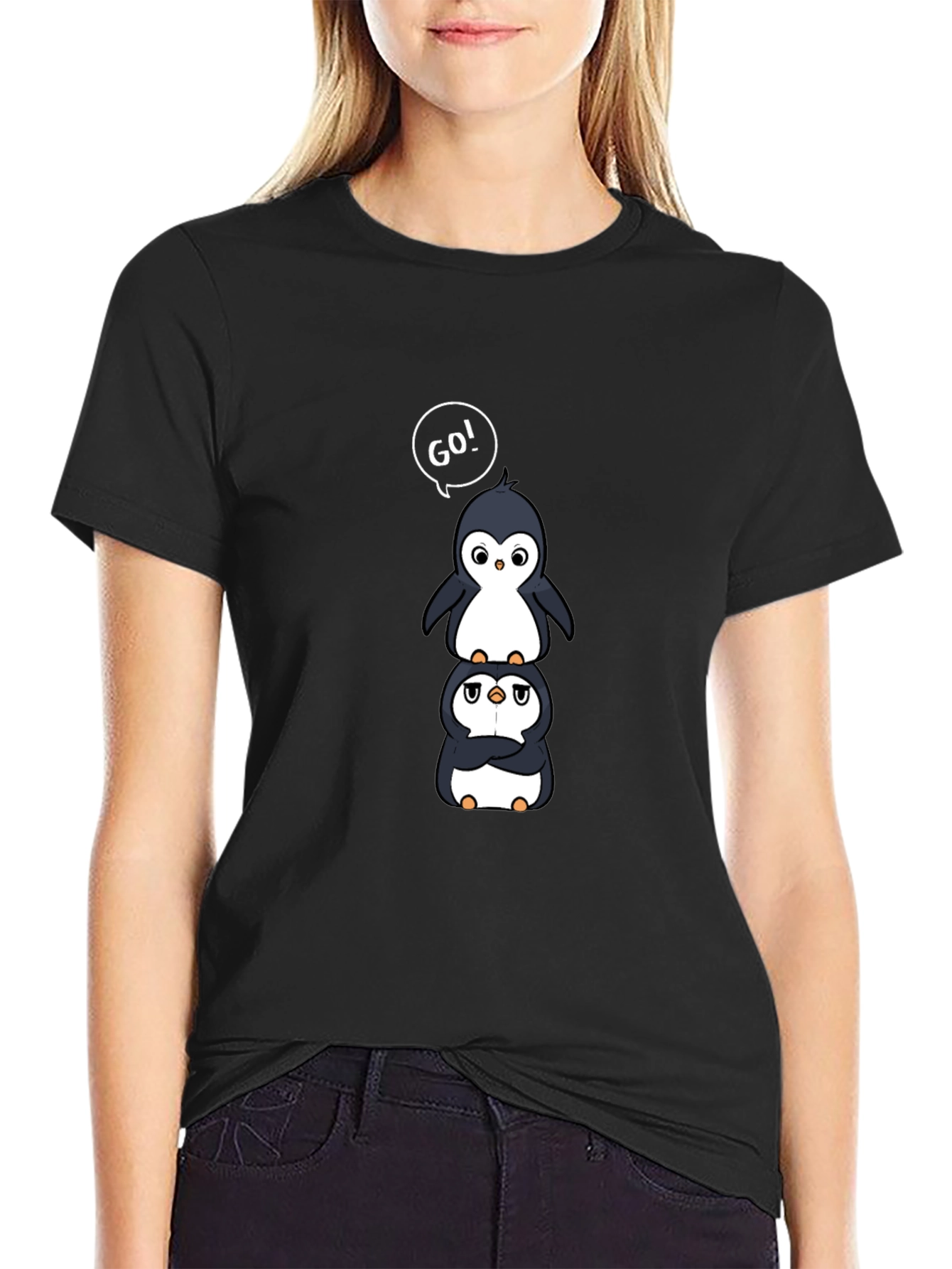 Stacked Penguin Go! Graphic T-Shirt