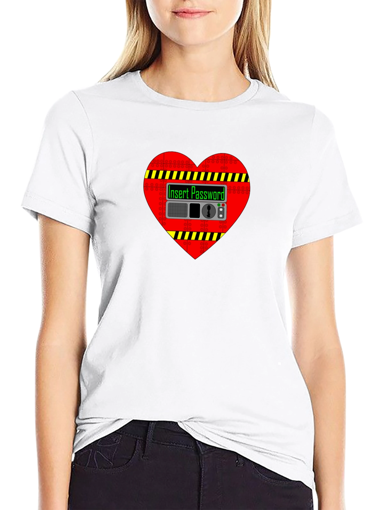 Heart Safe Insert Password Black T-Shirt