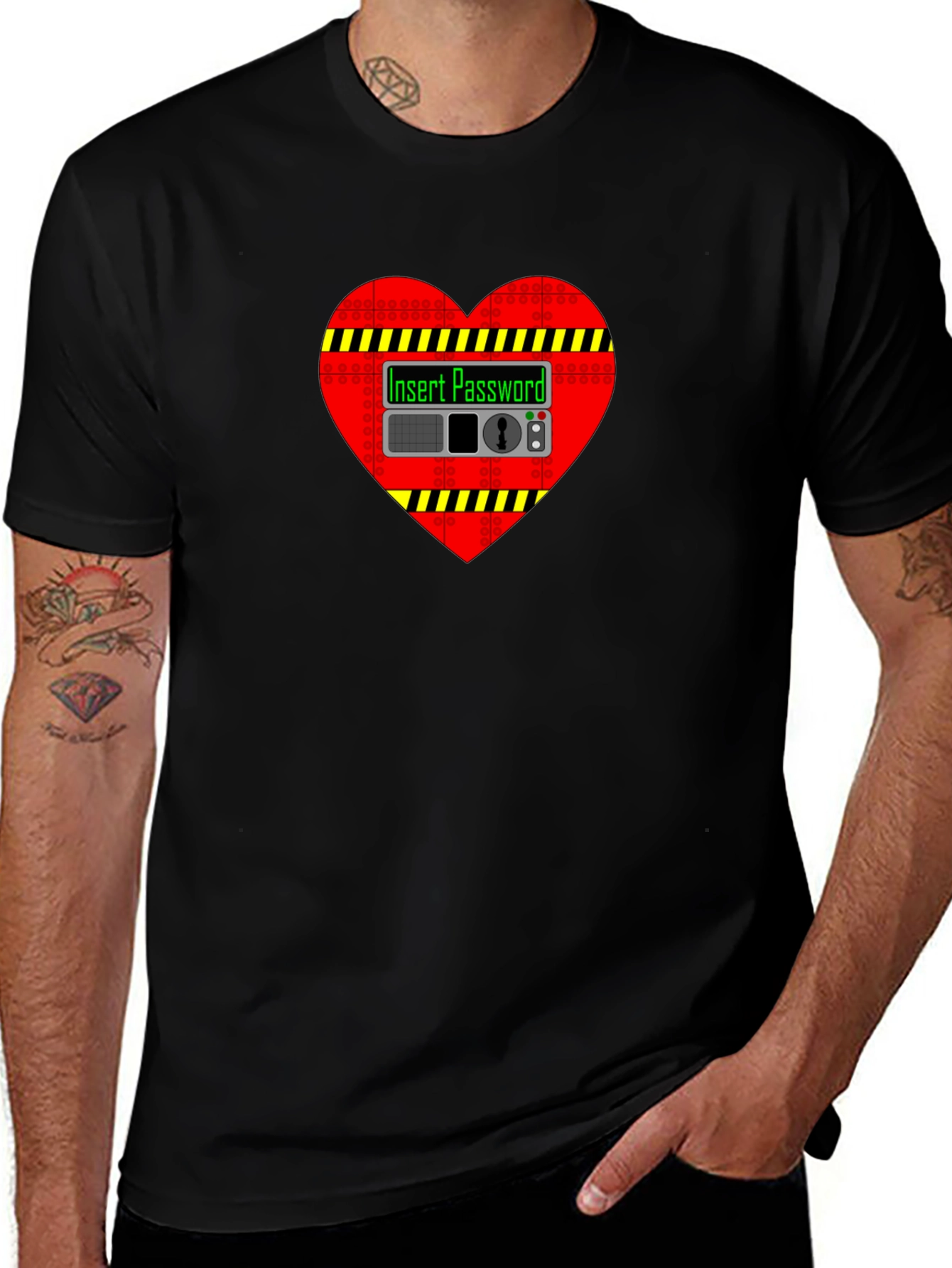 Heart Safe Insert Password Black T-Shirt