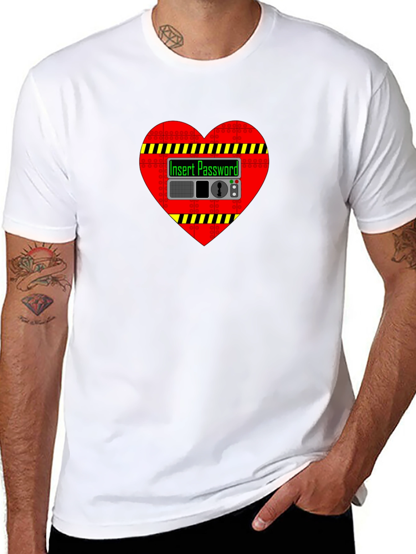 Heart Safe Insert Password Black T-Shirt