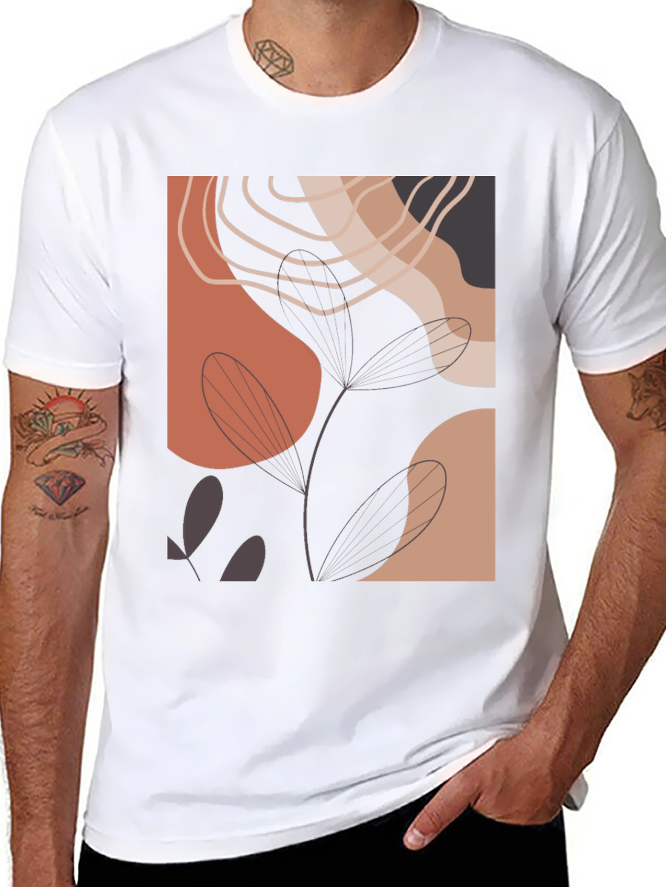 Abstract Art Print Black Crew Neck Tee