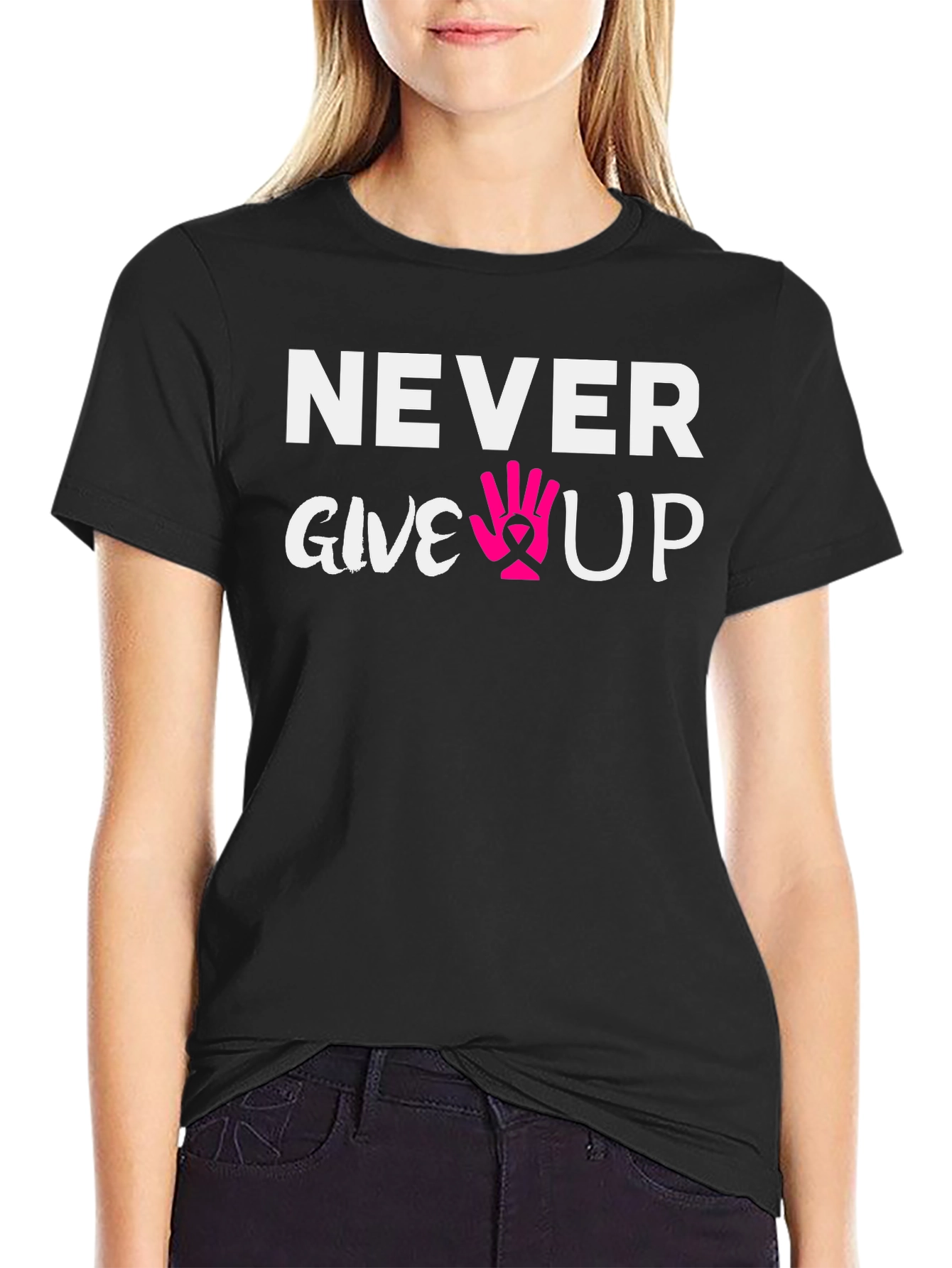 Never Give Up Breast Cancer Awareness T-Shirt
