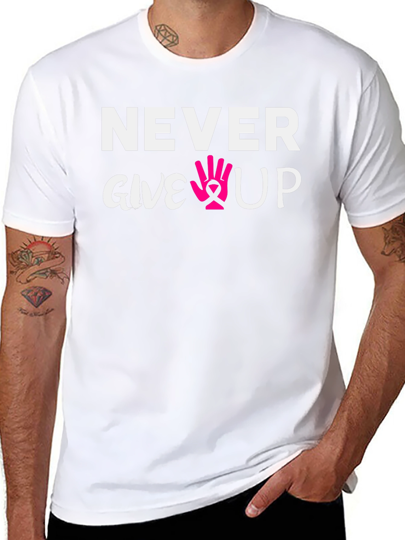 Never Give Up Breast Cancer Awareness T-Shirt