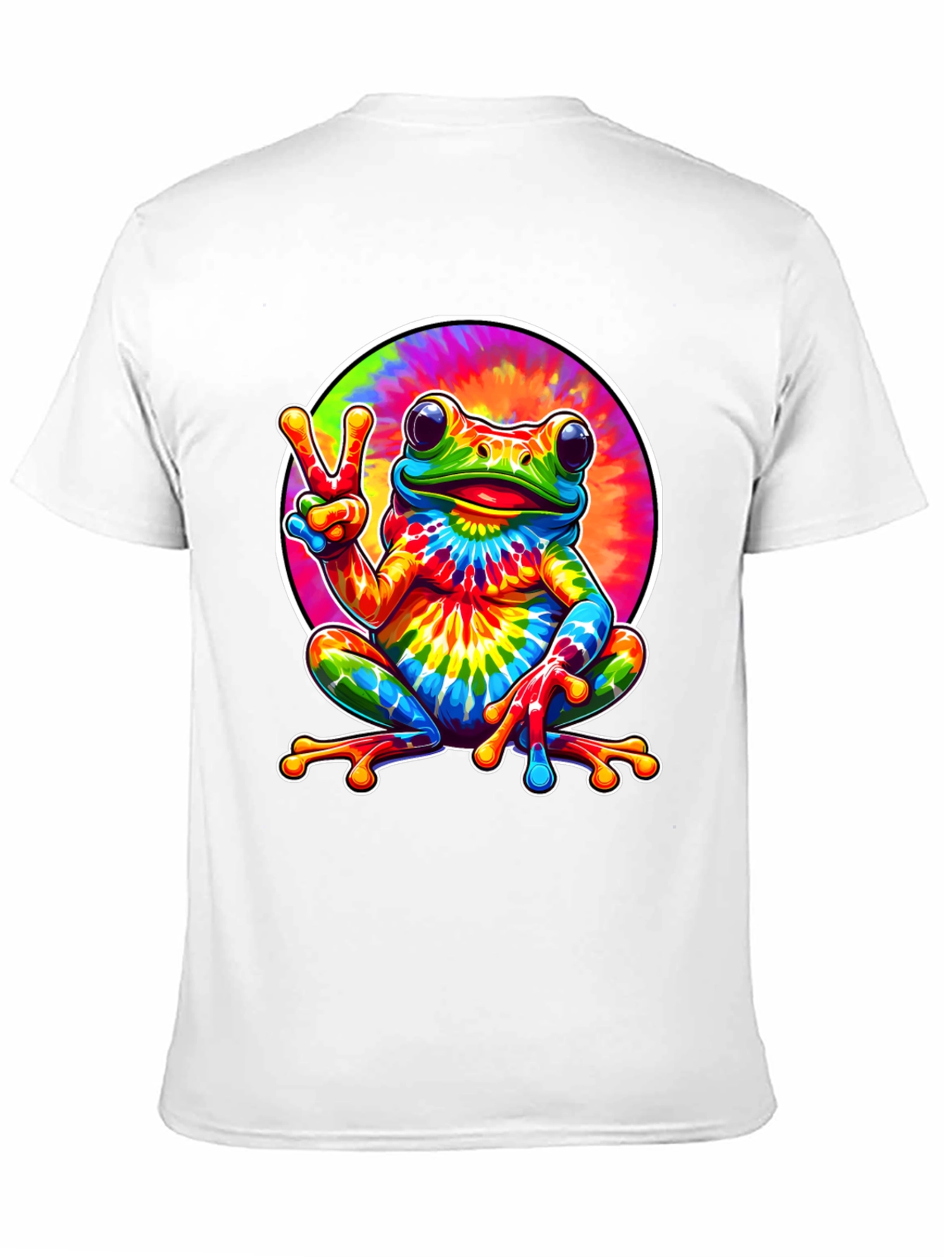 Tie Dye Frog Peace Sign Graphic T-Shirt
