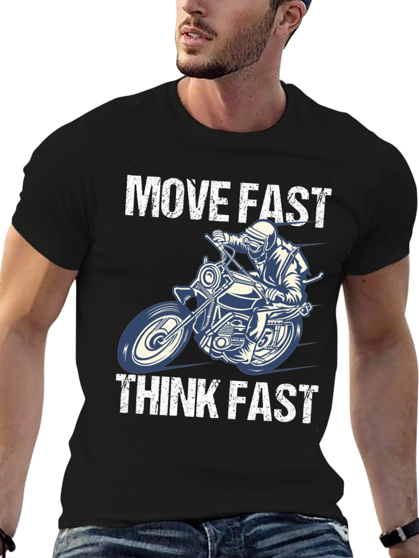 Move Fast Think Fast Motorcycle Graphic Tee
