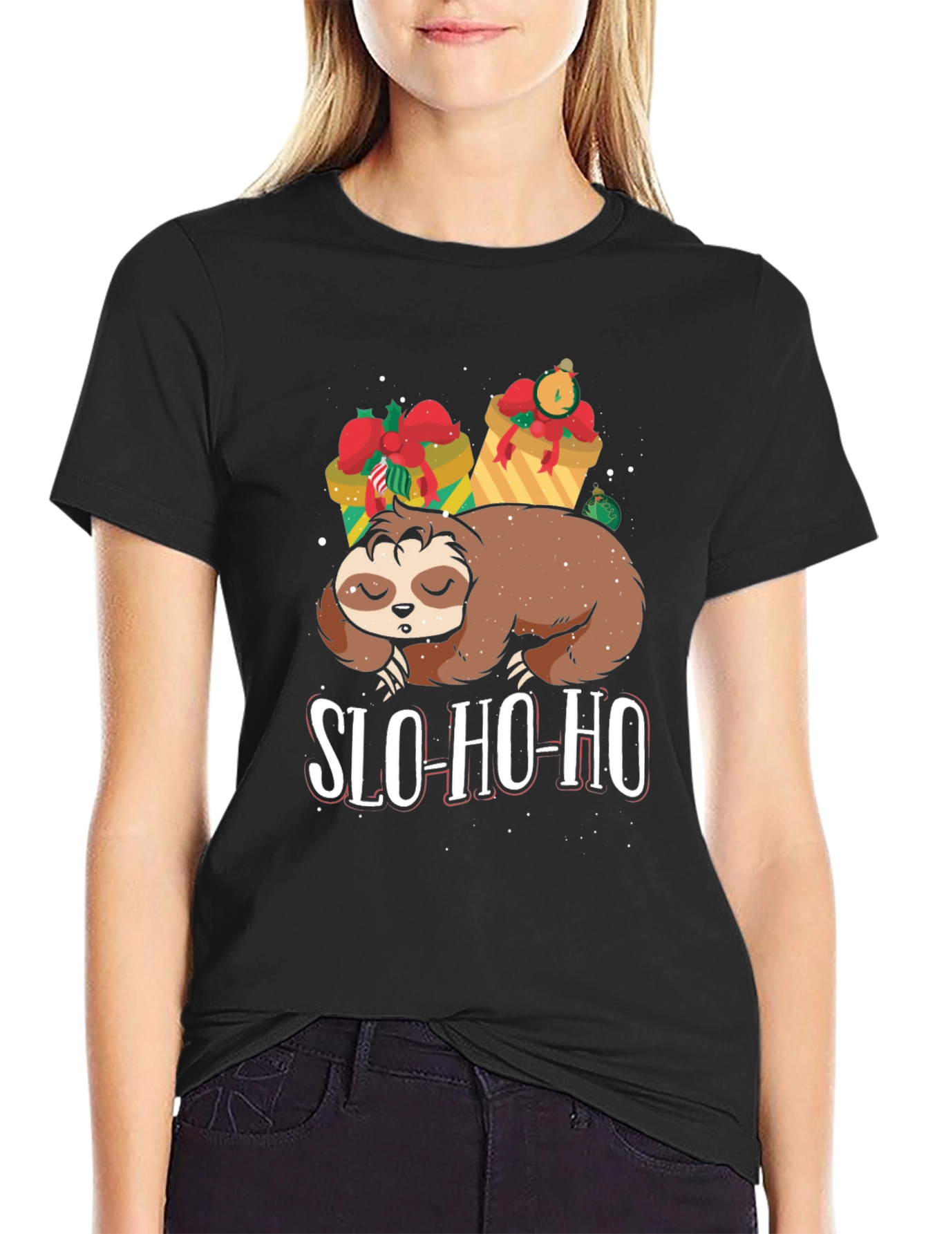 Slo-Ho-Ho Sloth Christmas T-Shirt