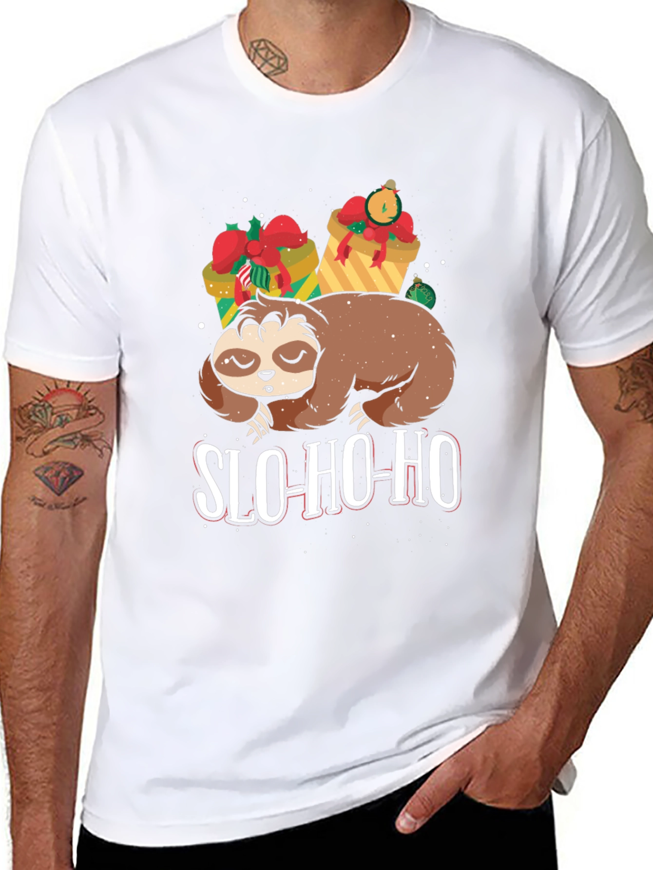 Slo-Ho-Ho Sloth Christmas T-Shirt