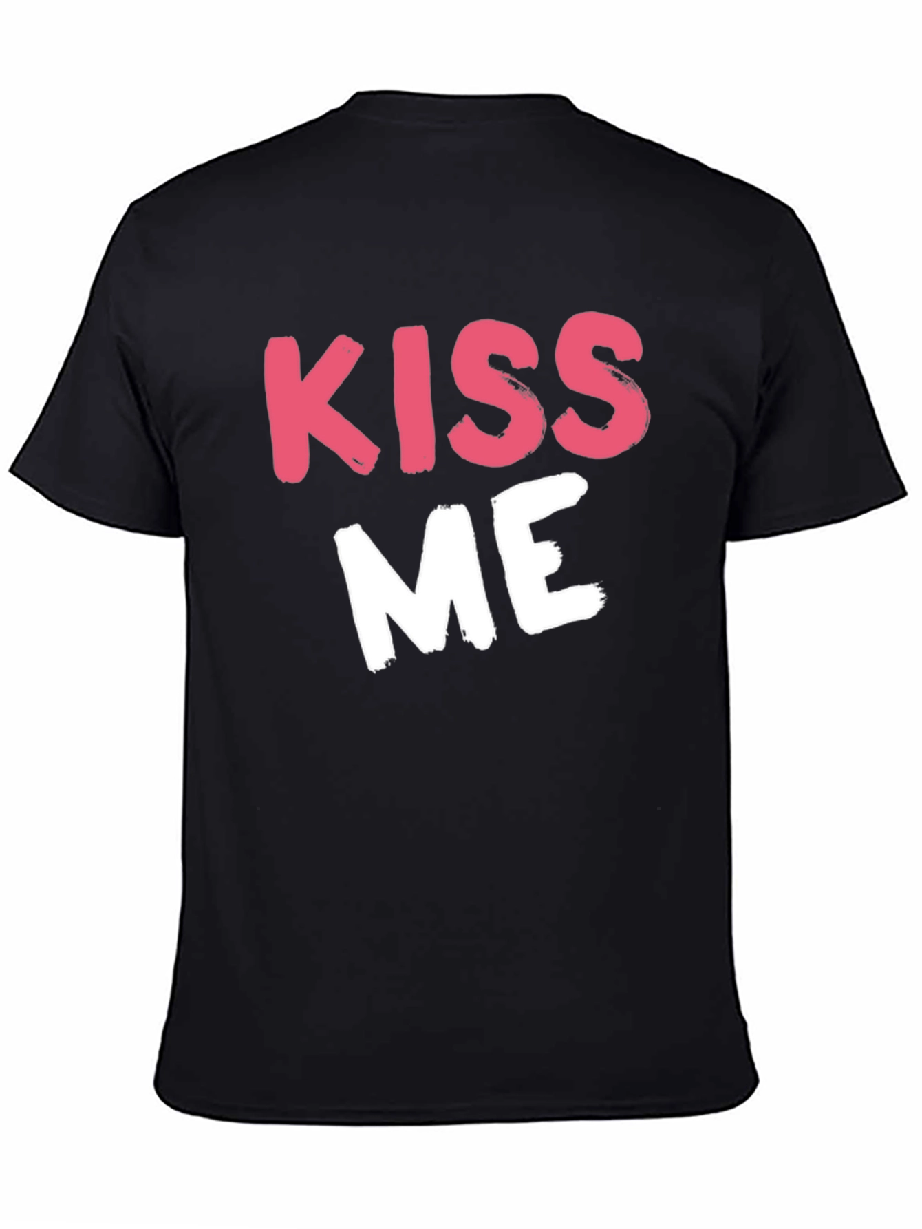 Kiss Me Graphic Tee - Black Crew Neck T-Shirt