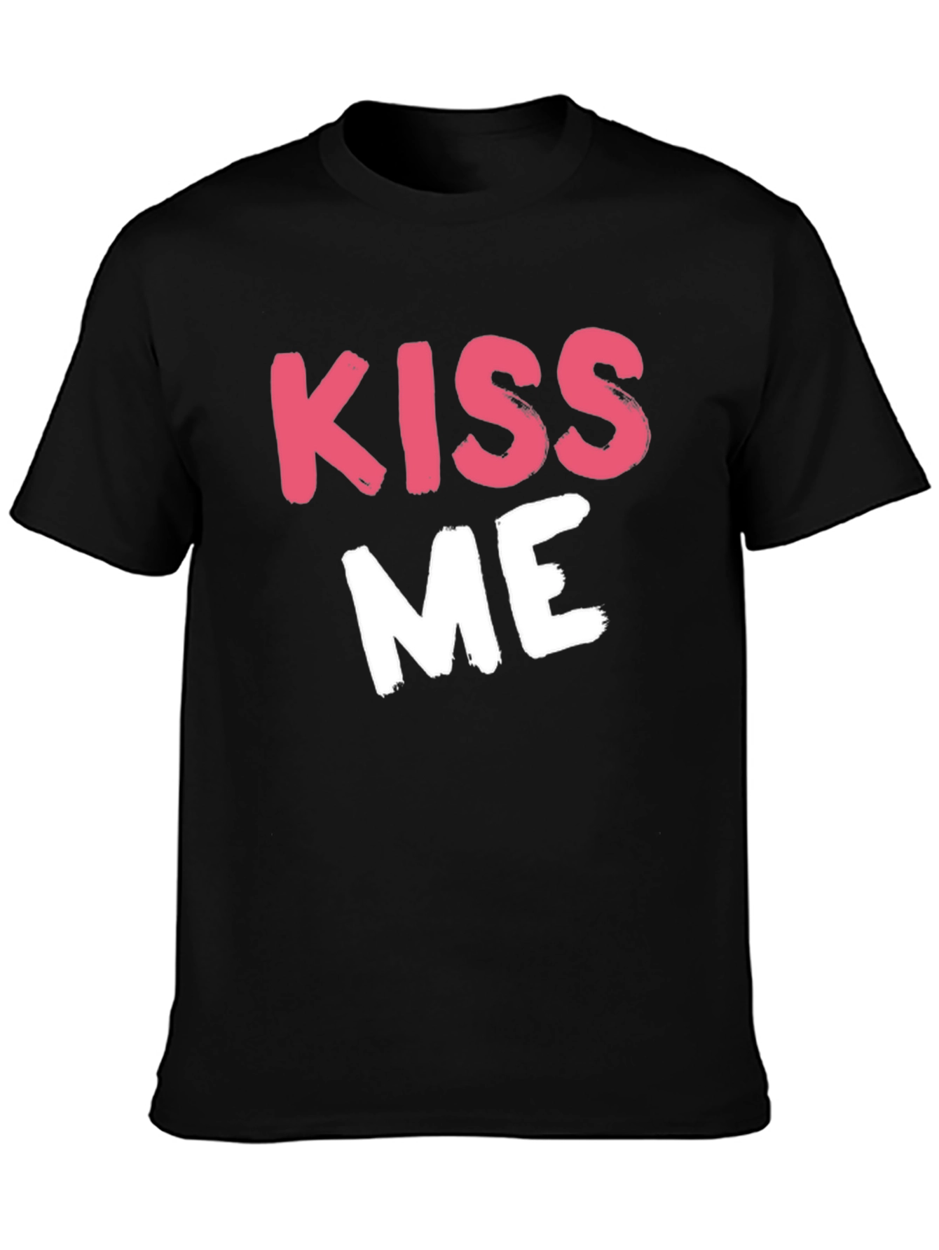 Kiss Me Graphic Tee - Black Crew Neck T-Shirt