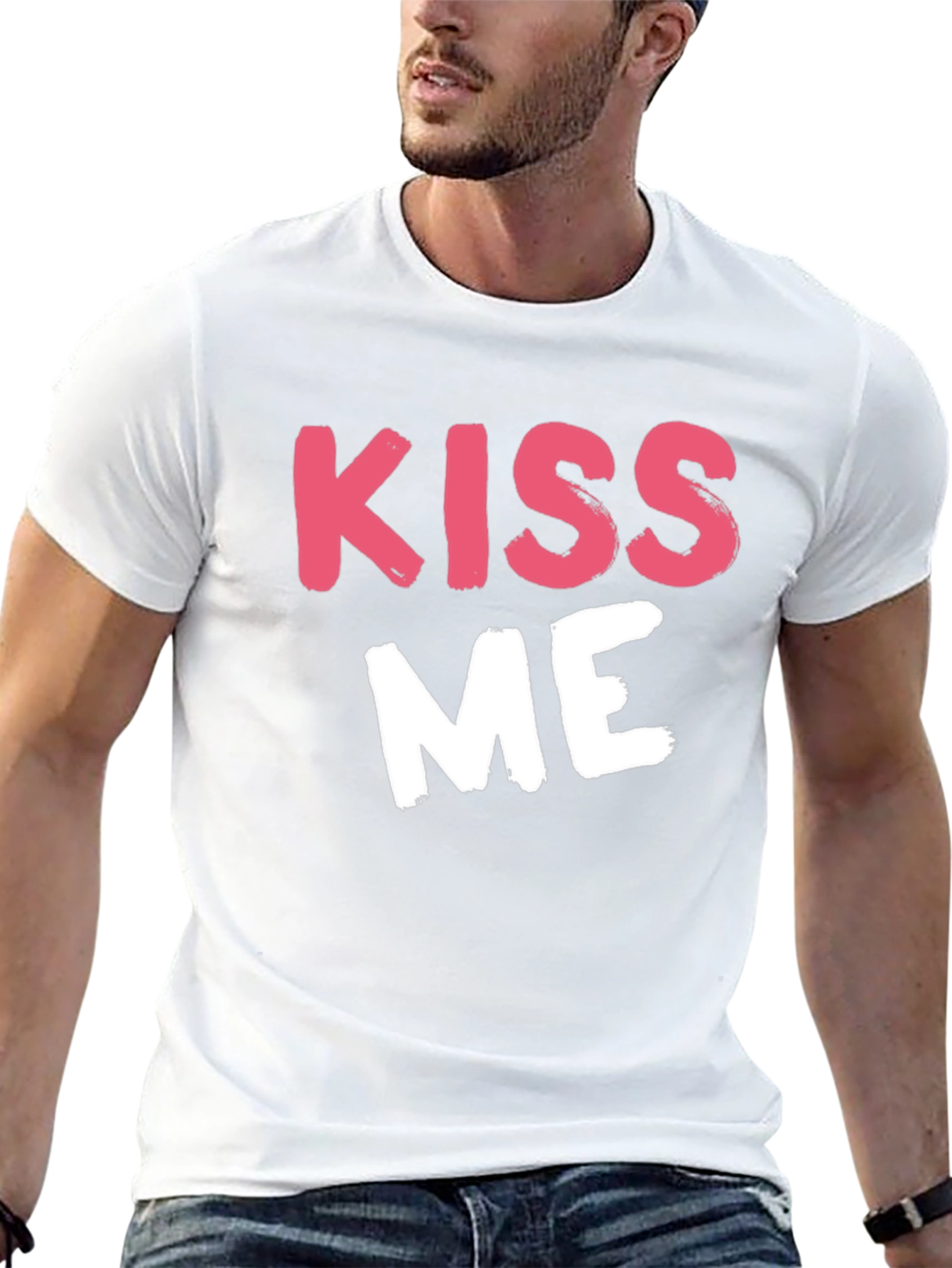 Kiss Me Graphic Tee - Black Crew Neck T-Shirt