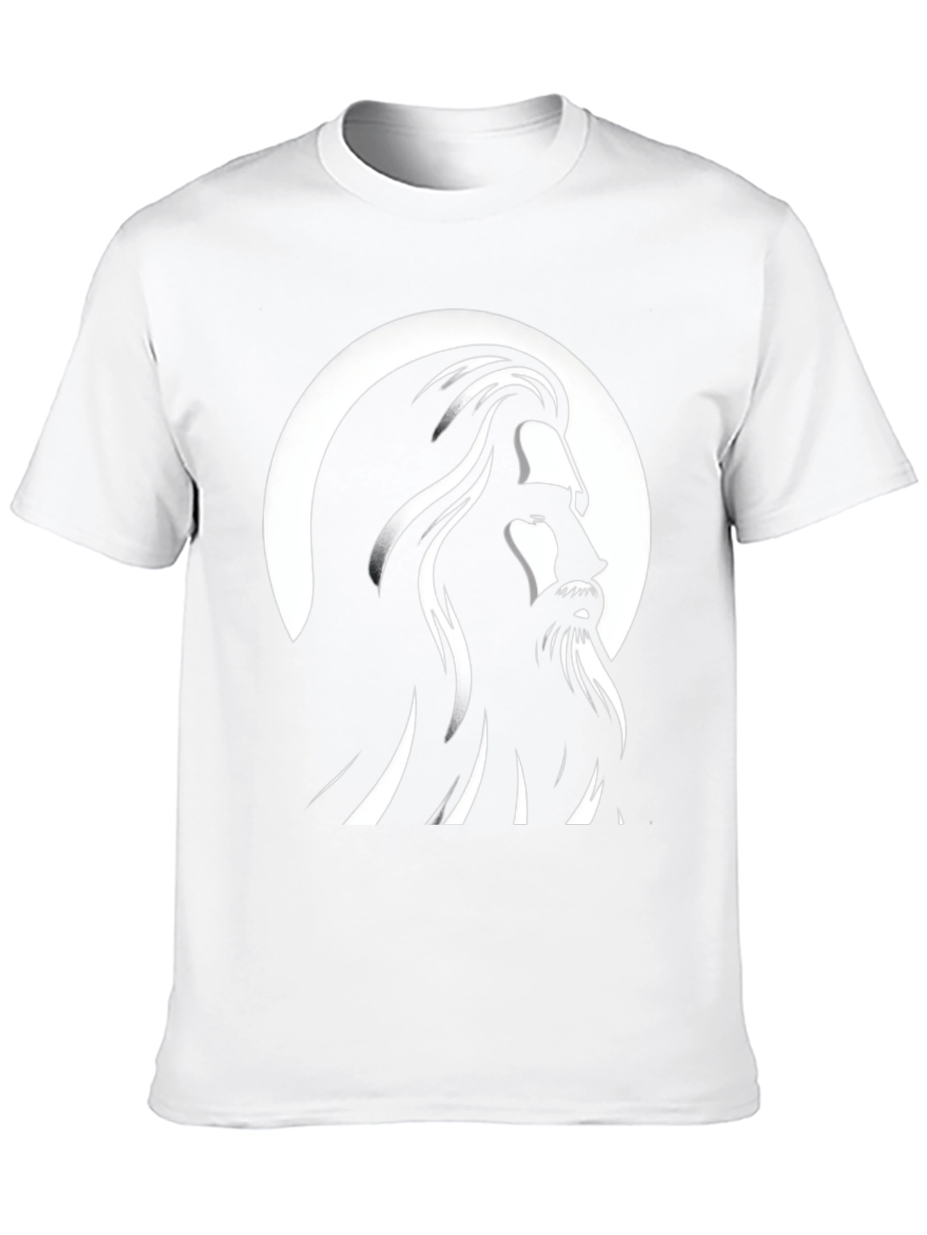 Black Graphic Tee - Bearded Man Silhouette Design