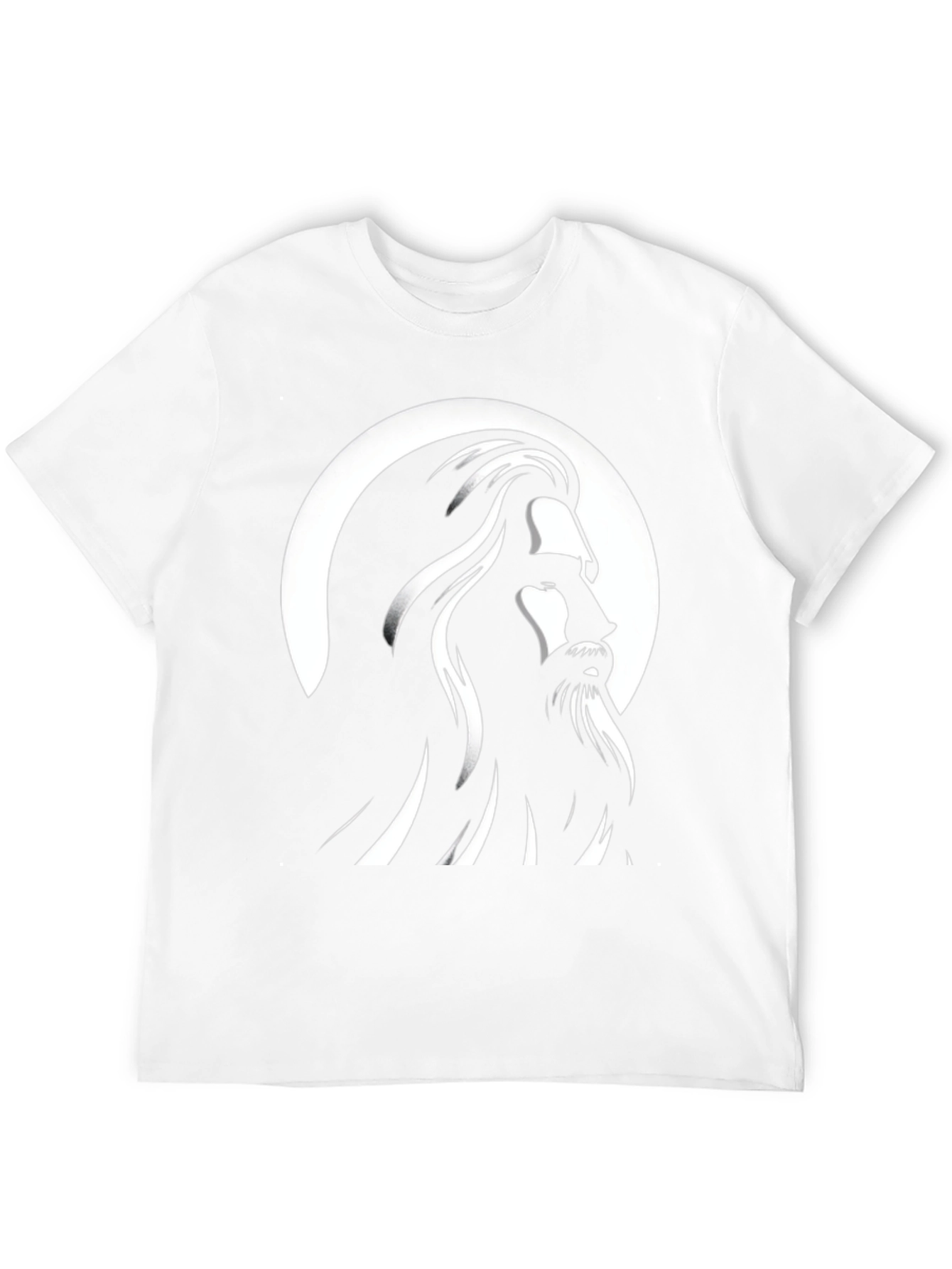 Black Graphic Tee - Bearded Man Silhouette Design