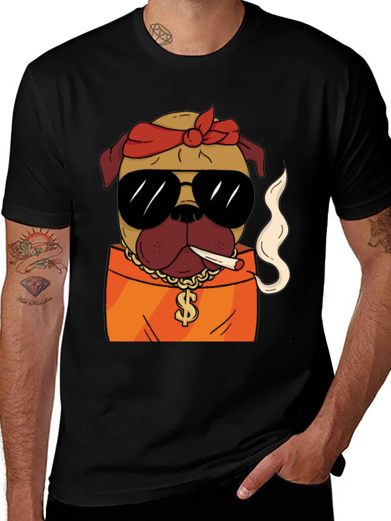 Gangster Pug Graphic T-Shirt