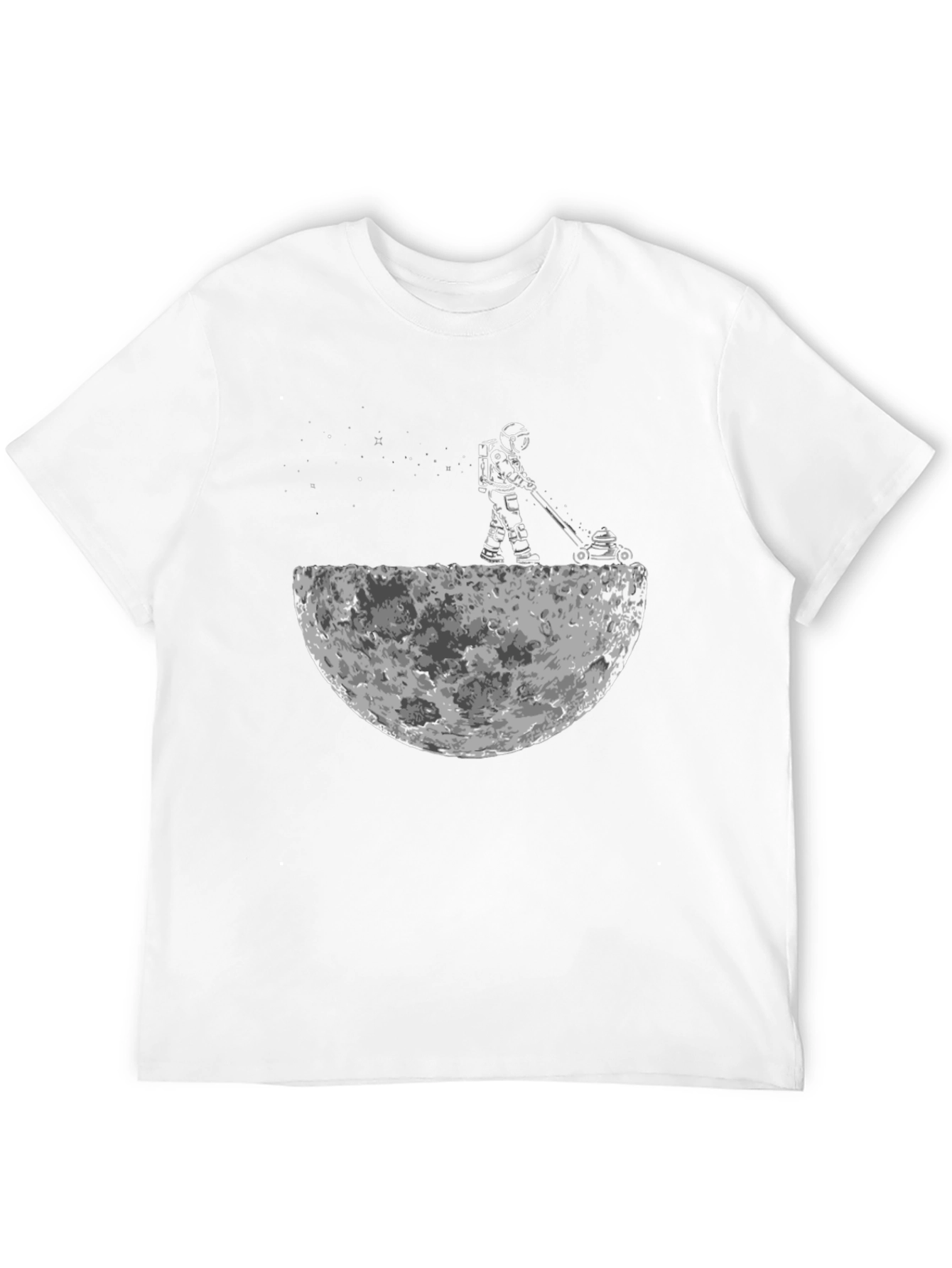 Astronaut Moon Mowing Black T-Shirt