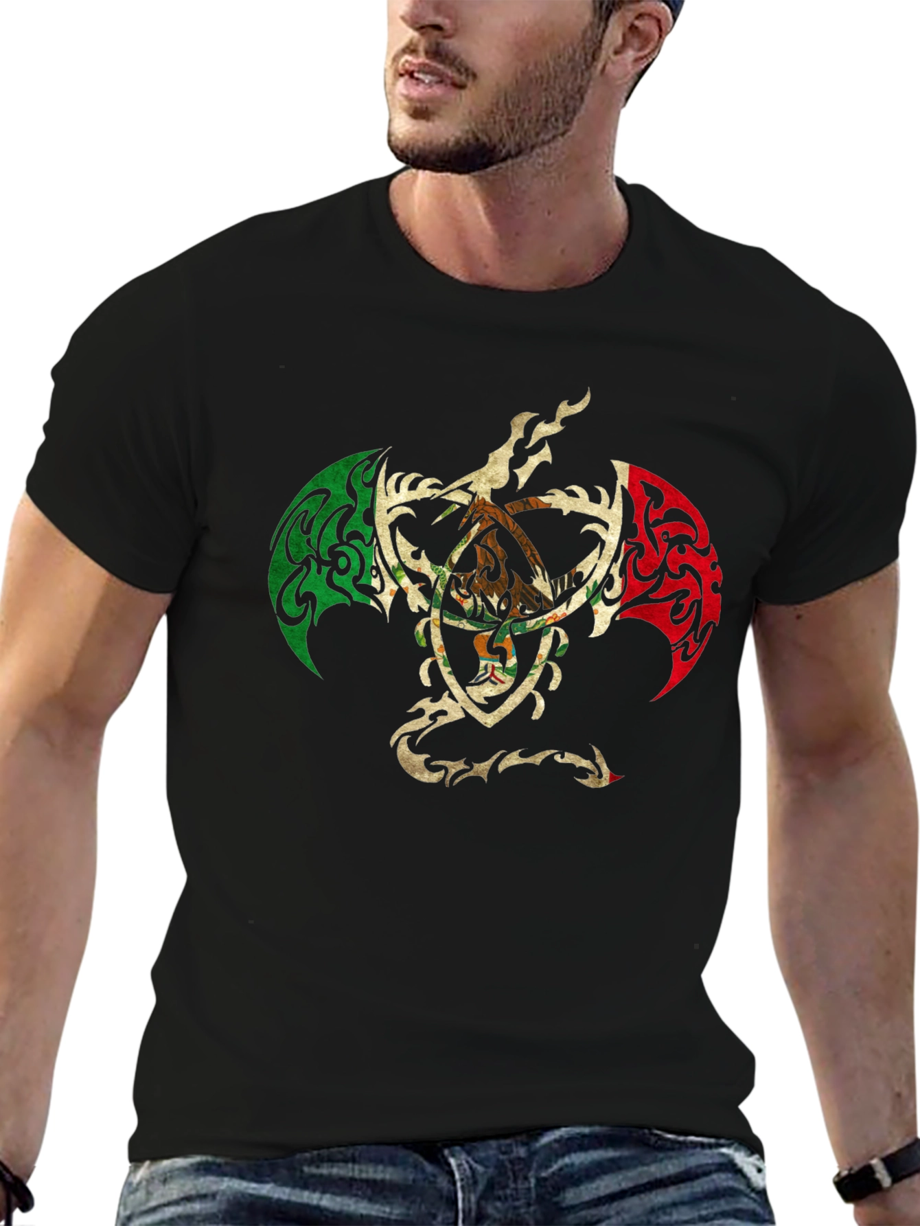 Mexican Eagle Crest Black T-Shirt