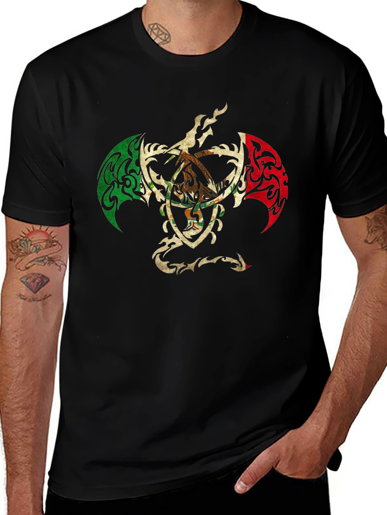 Mexican Eagle Crest Black T-Shirt