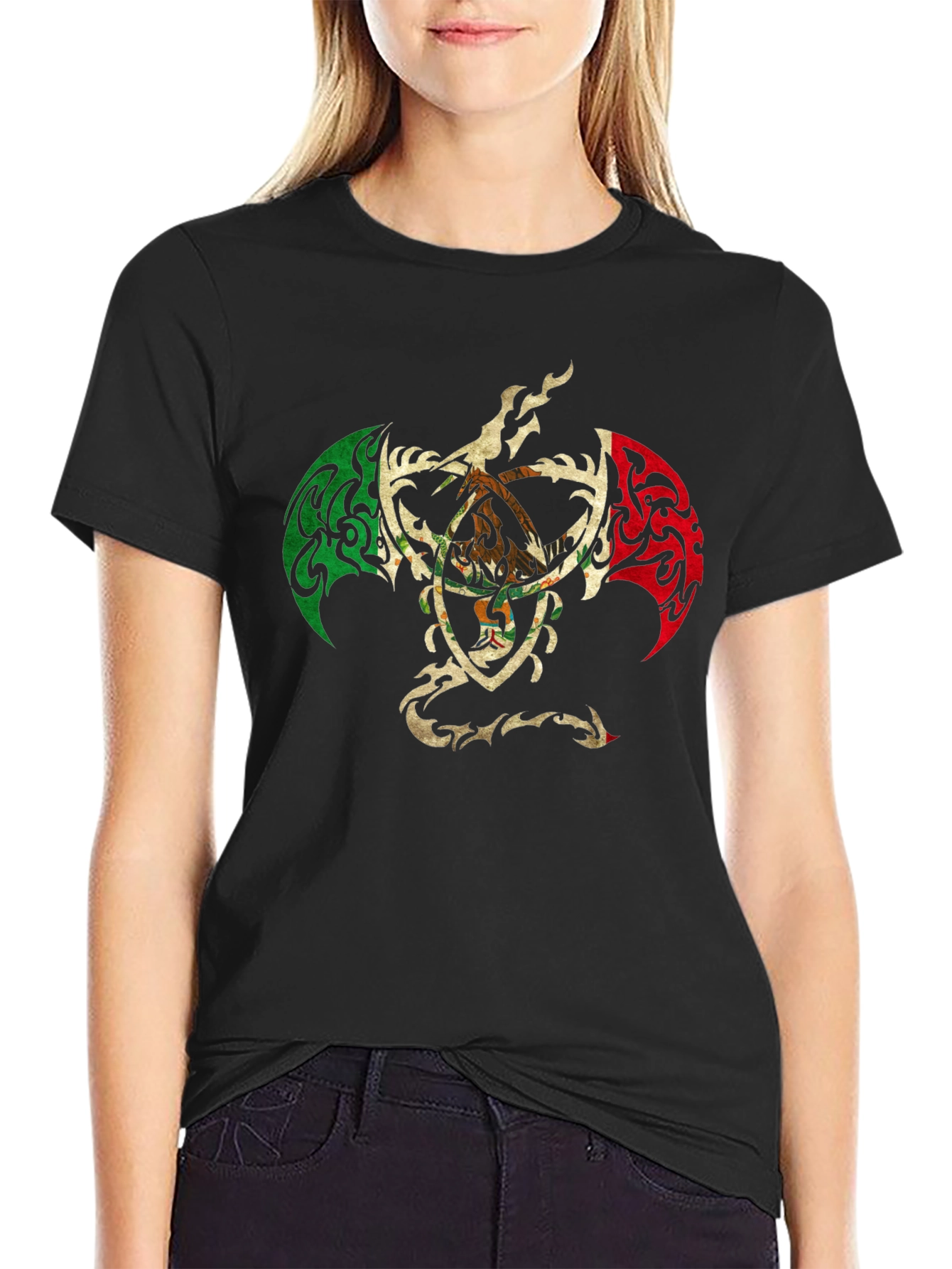 Mexican Eagle Crest Black T-Shirt